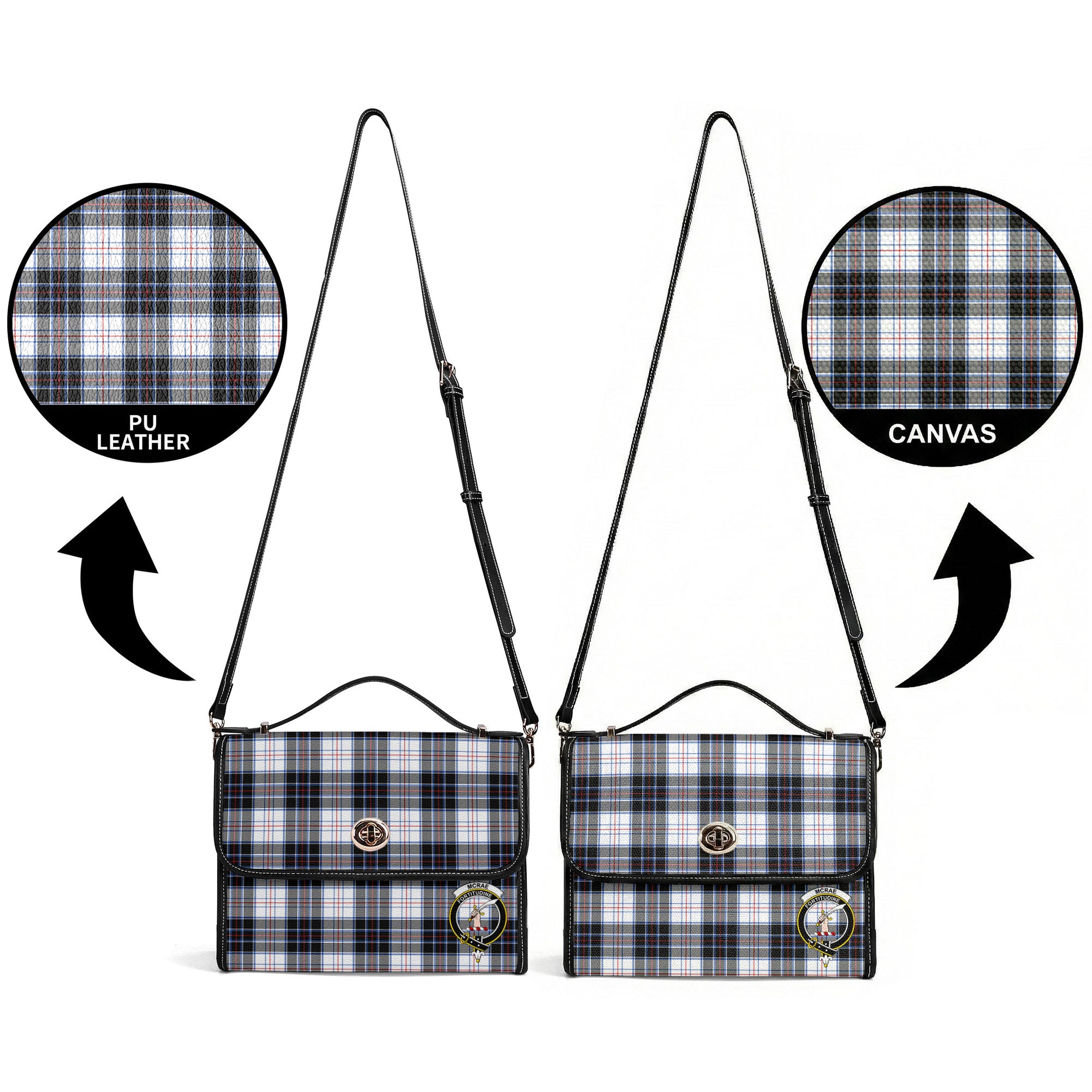 McRae Dress Modern Tartan Crest Satchel Bag