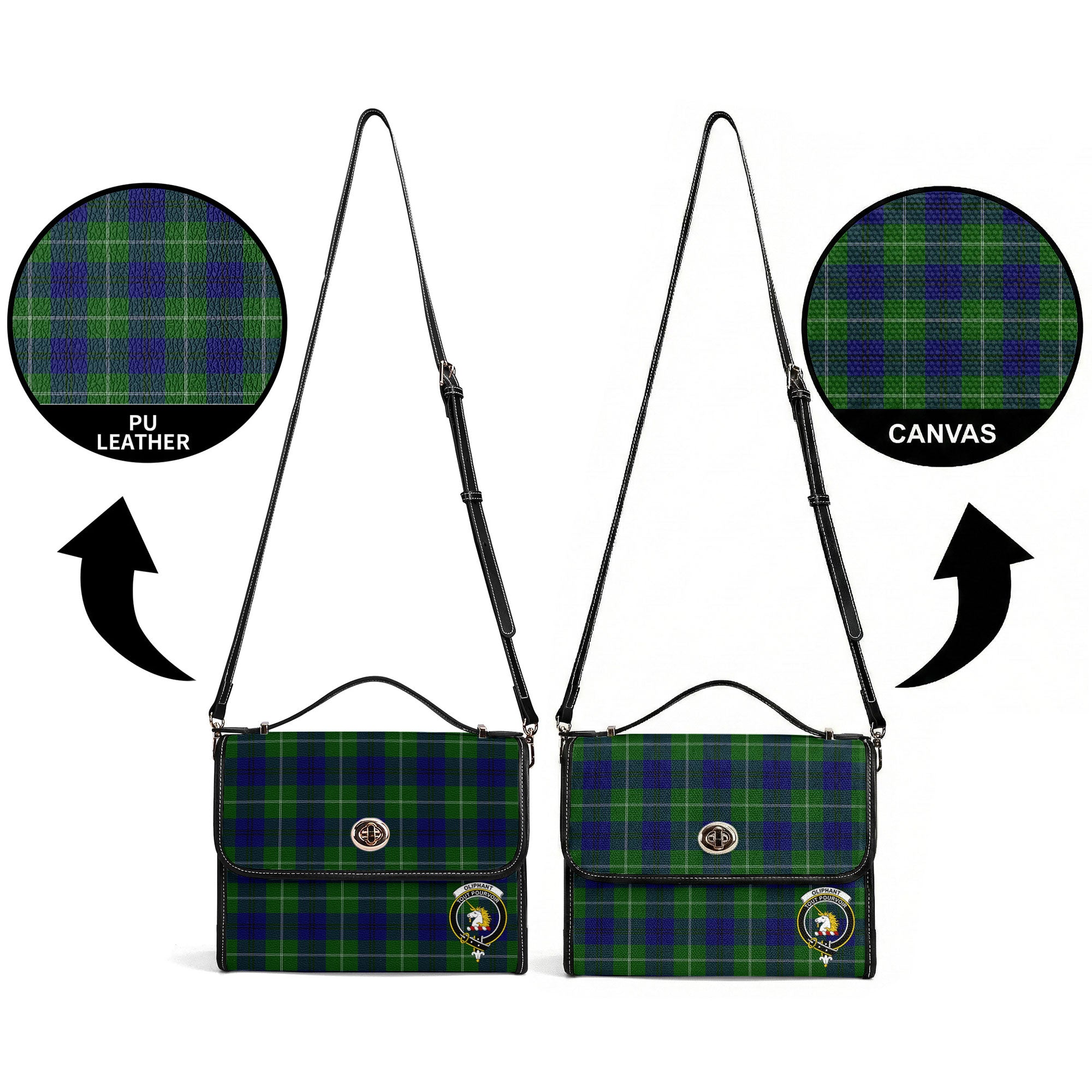 Oliphant Modern Tartan Crest Satchel Bag