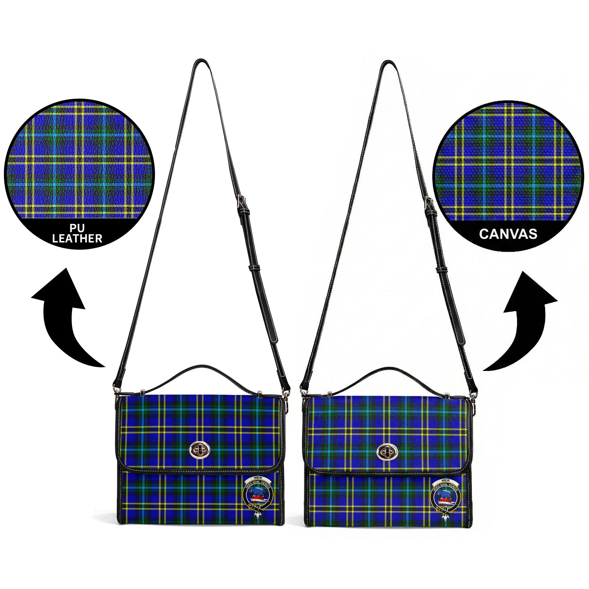 Weir Modern Tartan Crest Satchel Bag