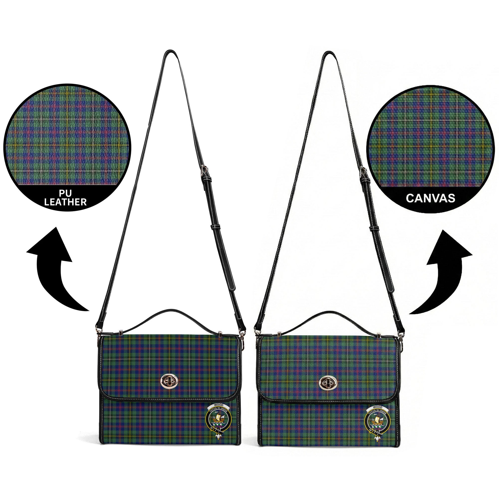 Wood Tartan Crest Satchel Bag