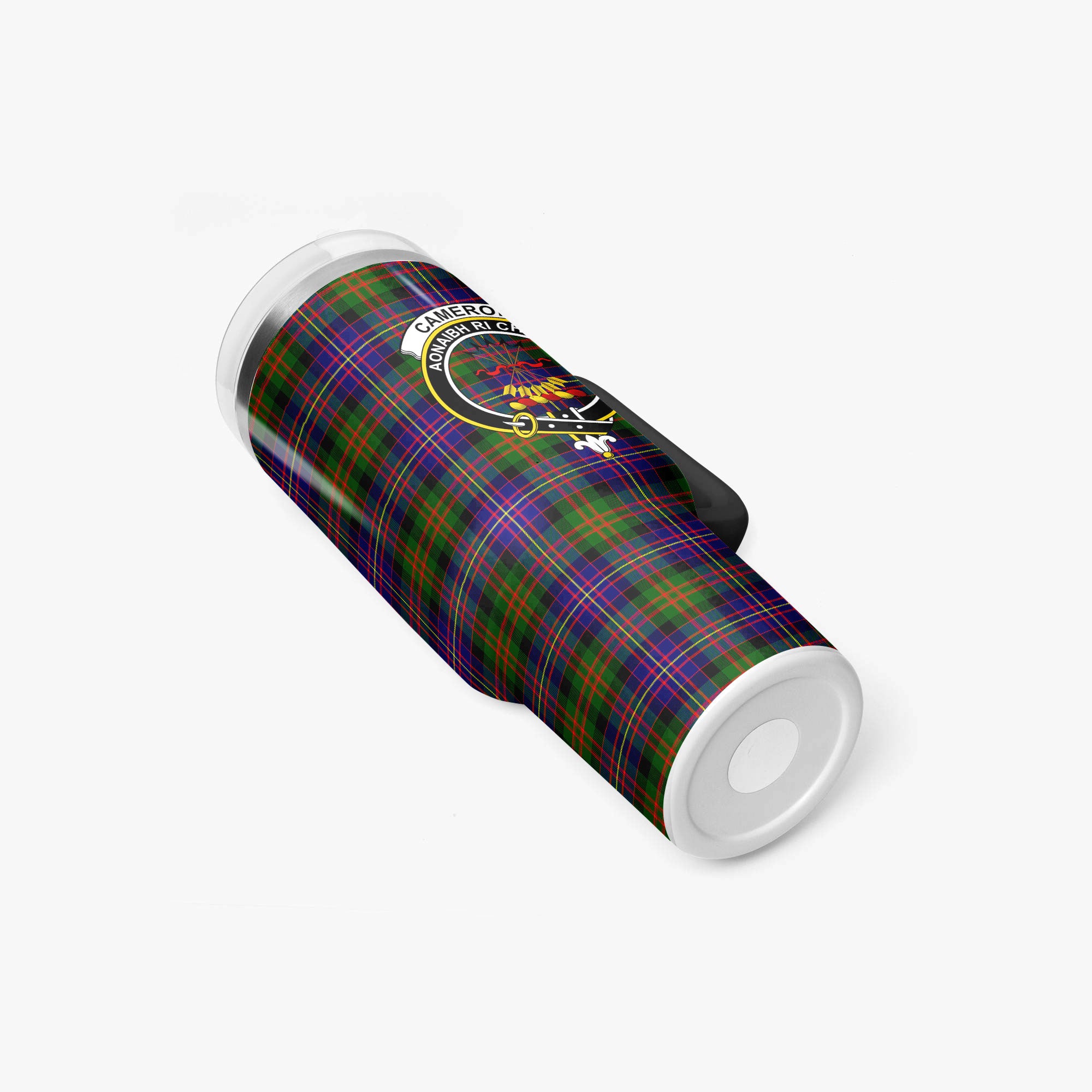 Cameron of Erracht Modern Tartan Crest 40 oz Insulated Tumbler with Handle