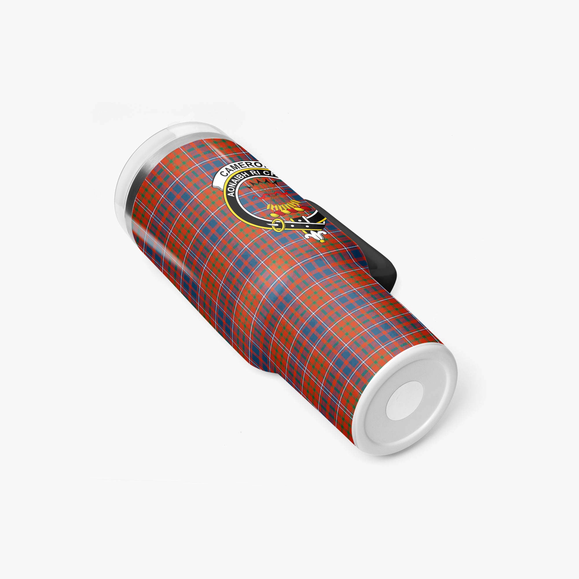Cameron of Lochiel Ancient Tartan Crest 40 oz Insulated Tumbler with Handle