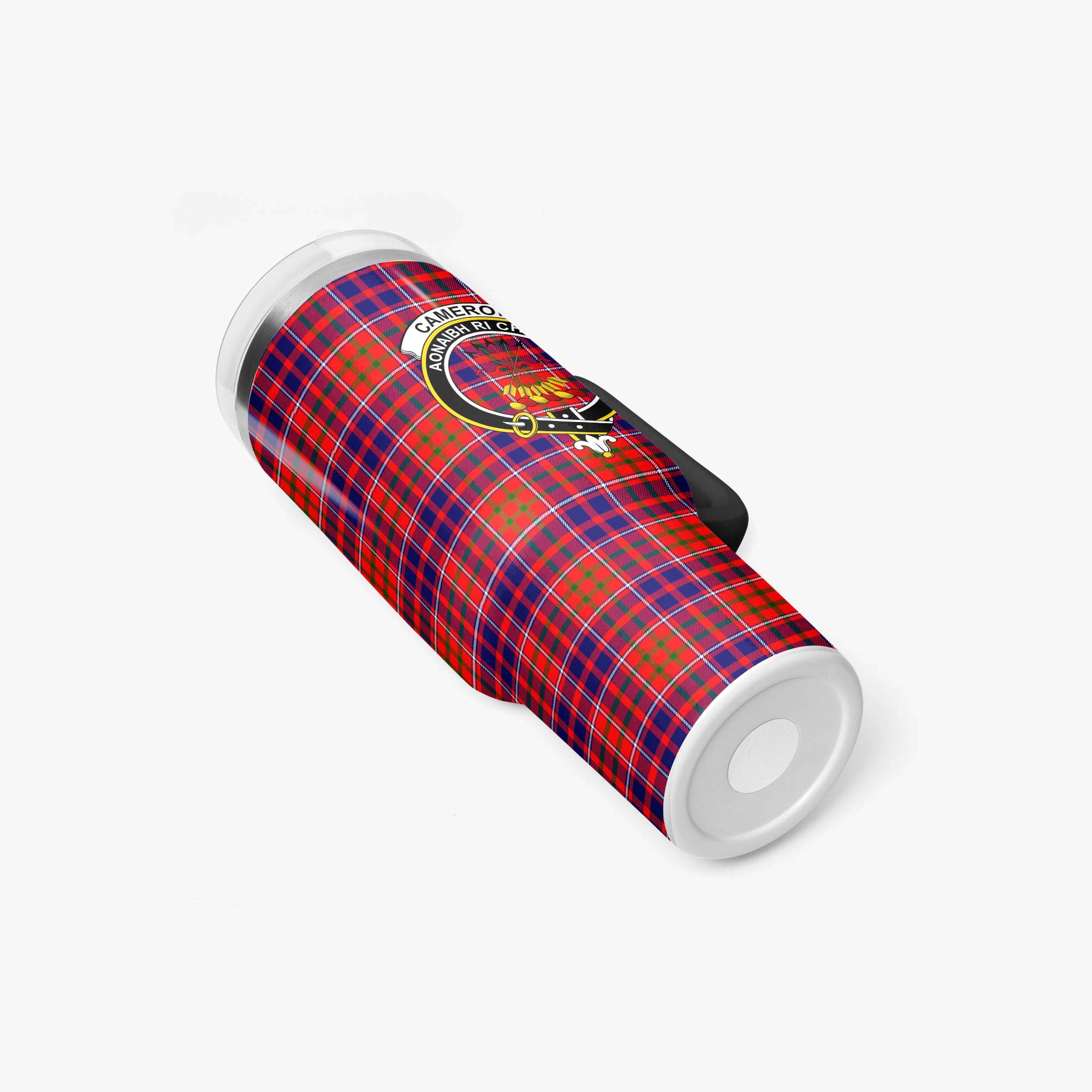 Cameron of Lochiel Modern Tartan Crest 40 oz Insulated Tumbler with Handle
