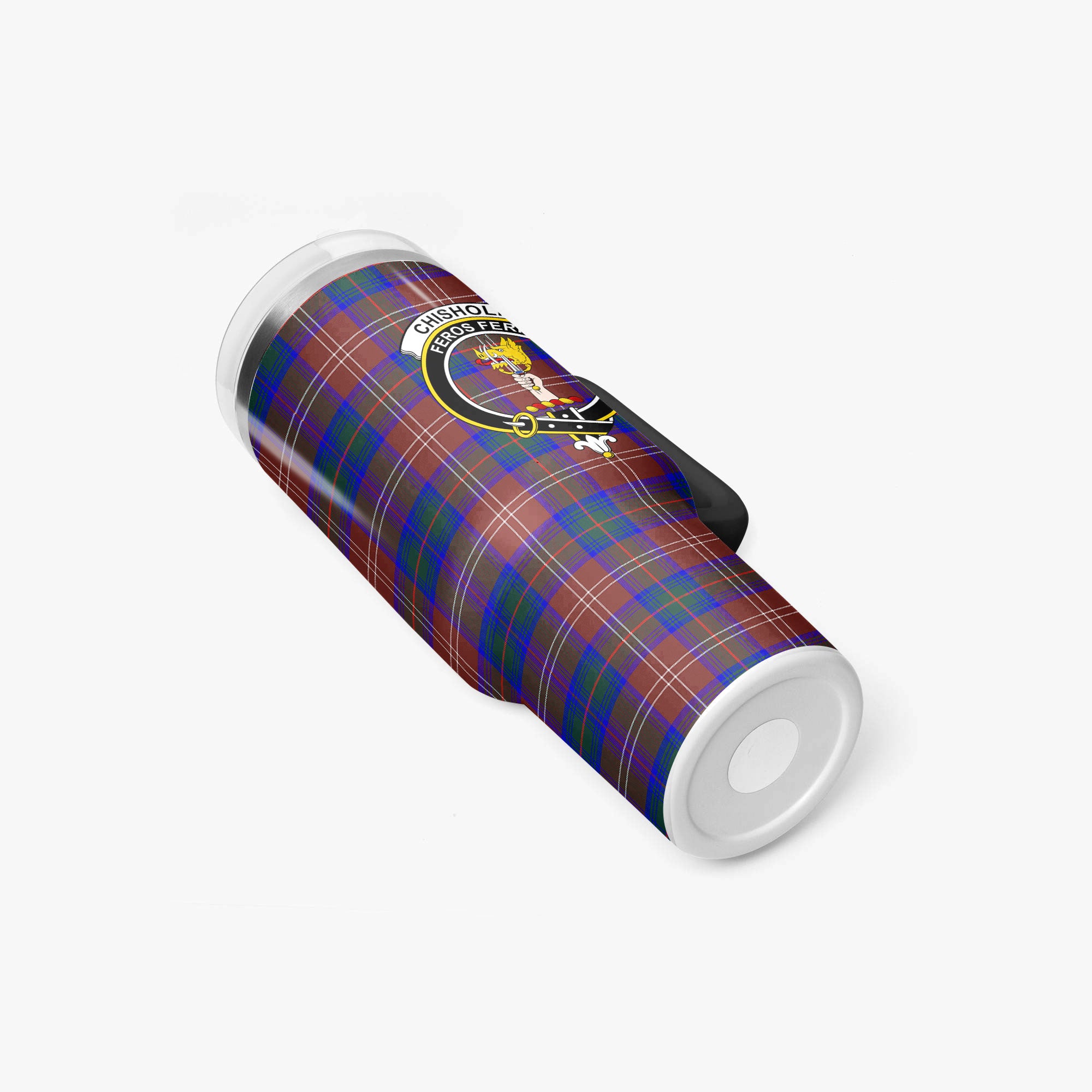 Chisholm Hunting Modern Tartan Crest 40 oz Insulated Tumbler with Handle