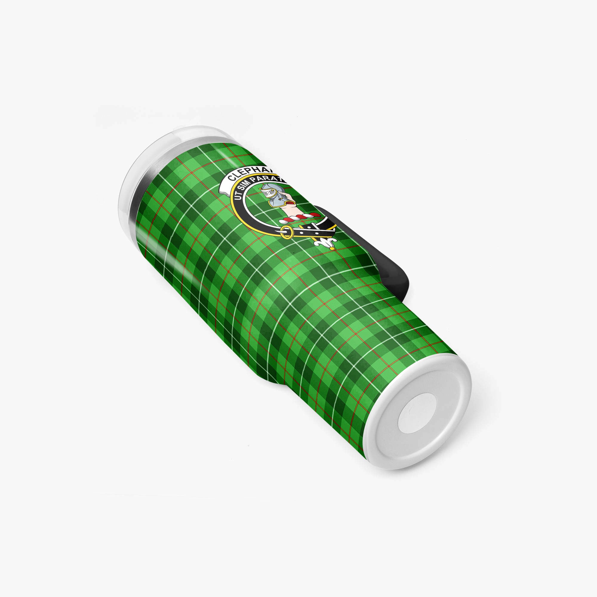 Clephan (or Clephane) Tartan Crest 40 oz Insulated Tumbler with Handle