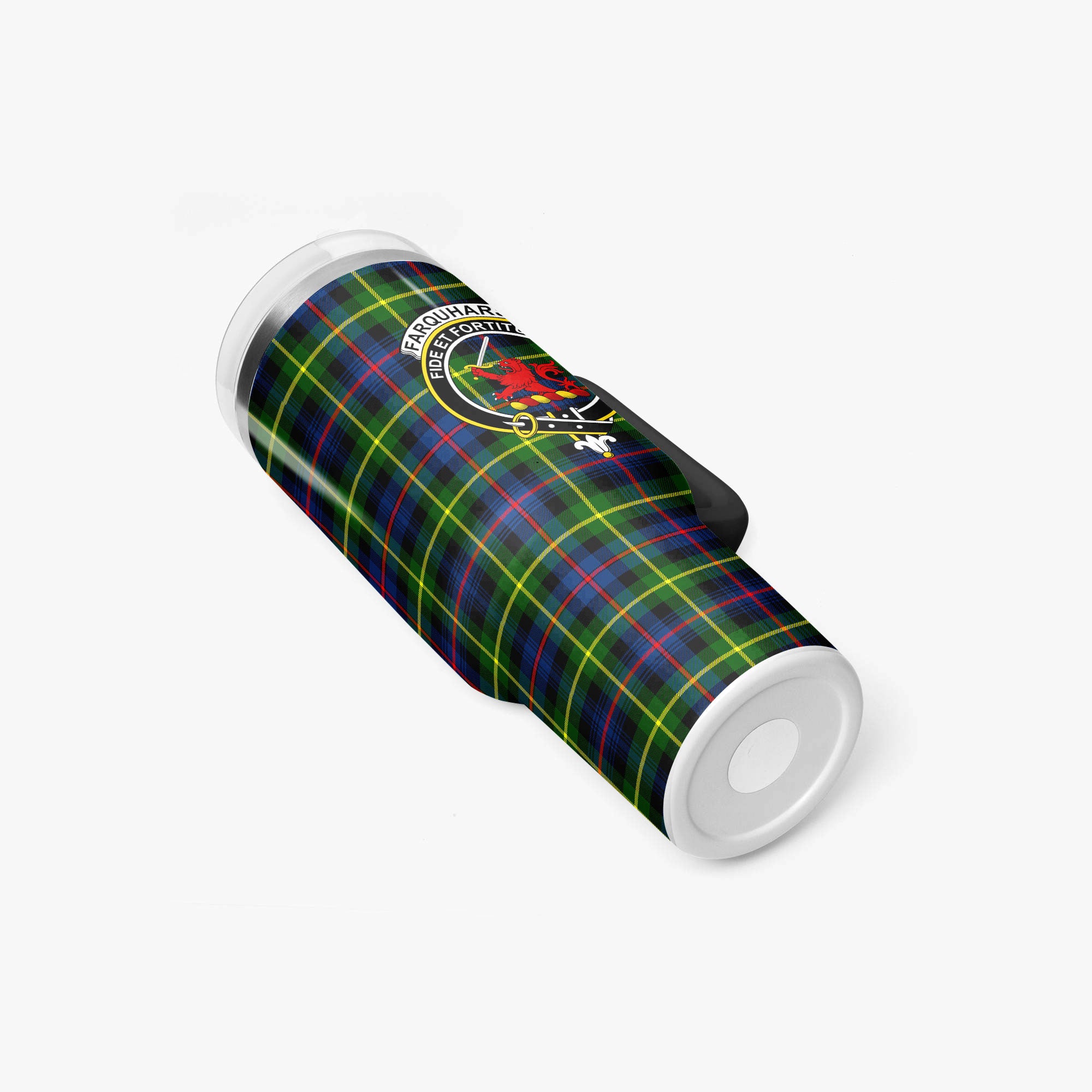 Farquharson Modern Tartan Crest 40 oz Insulated Tumbler with Handle