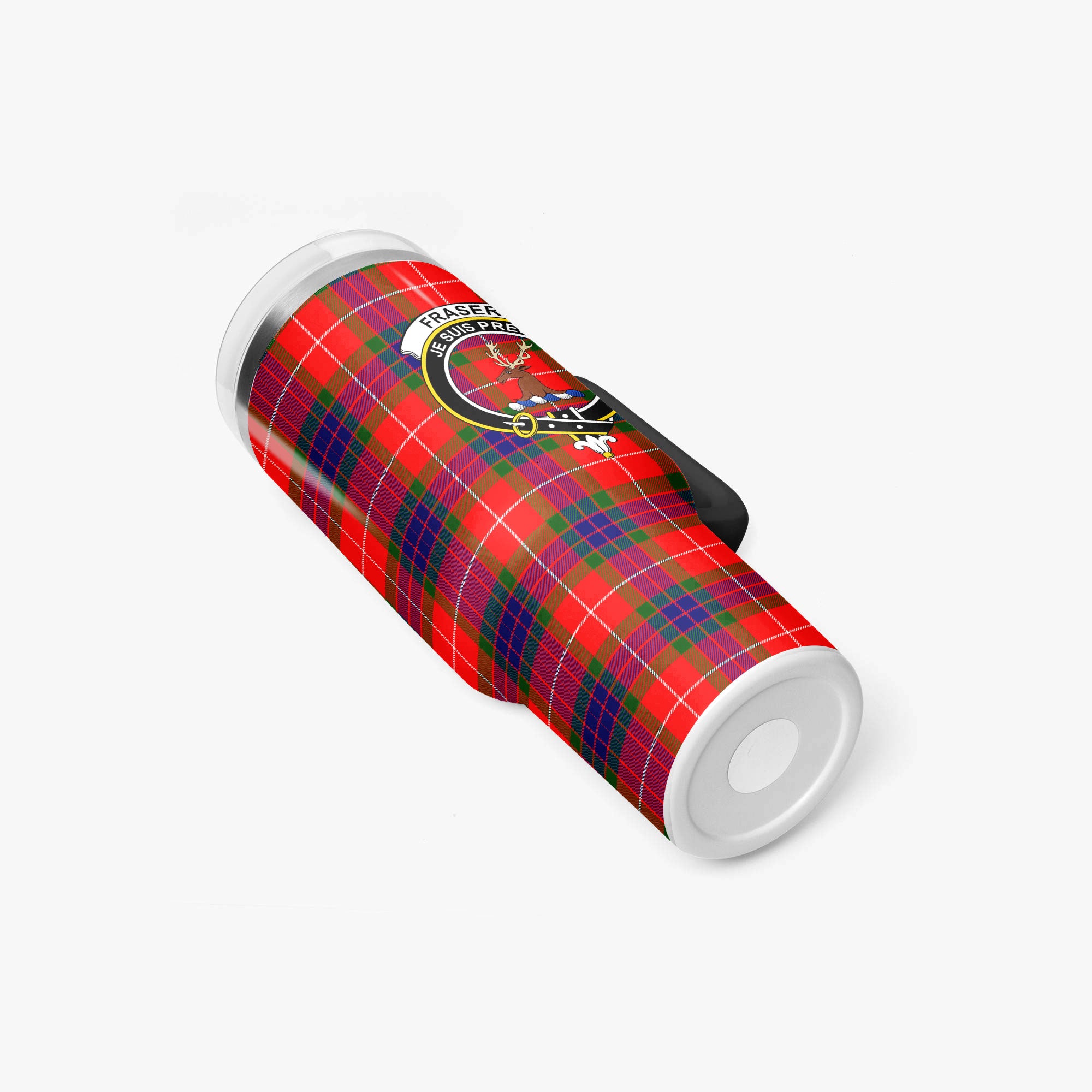 Fraser (of Lovat) Modern Tartan Crest 40 oz Insulated Tumbler with Handle