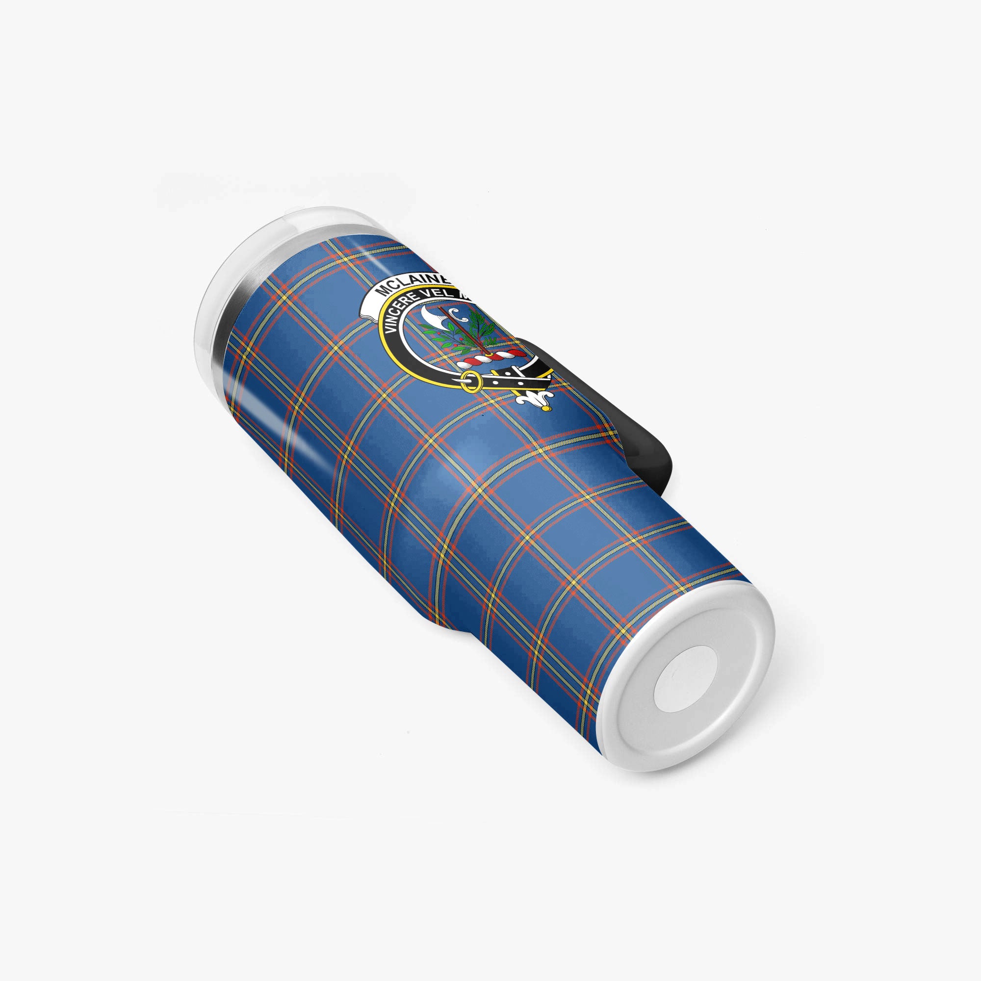 McLaine of Loch Buie Hunting Ancient Tartan Crest 40 oz Insulated Tumbler with Handle
