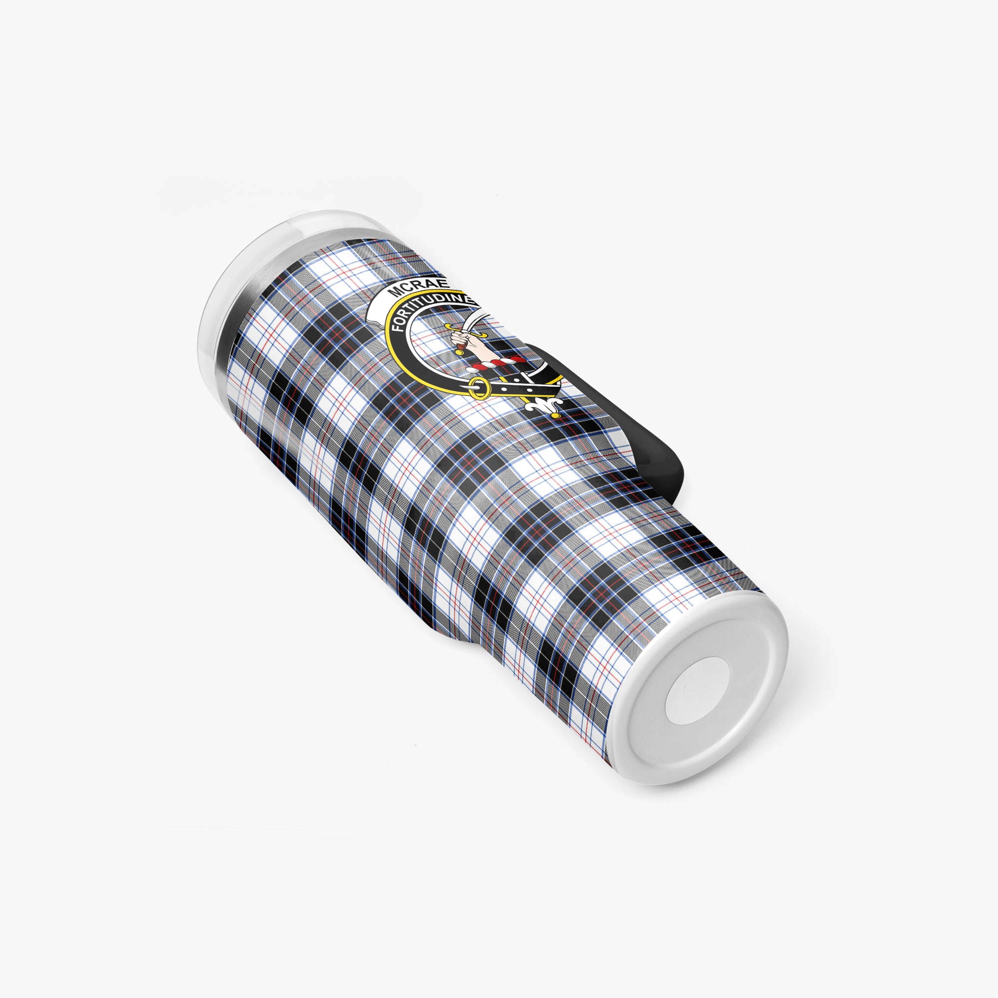 McRae Dress Modern Tartan Crest 40 oz Insulated Tumbler with Handle
