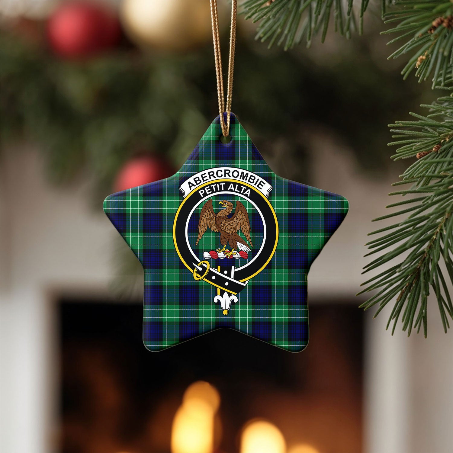 Abercrombie Tartan Crest Christmas Ceramic Ornament