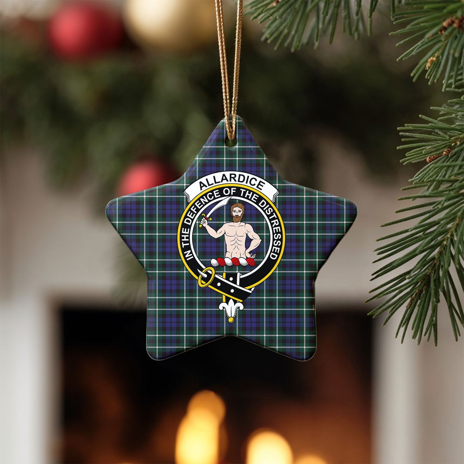 Allardice Tartan Crest Christmas Ceramic Ornament