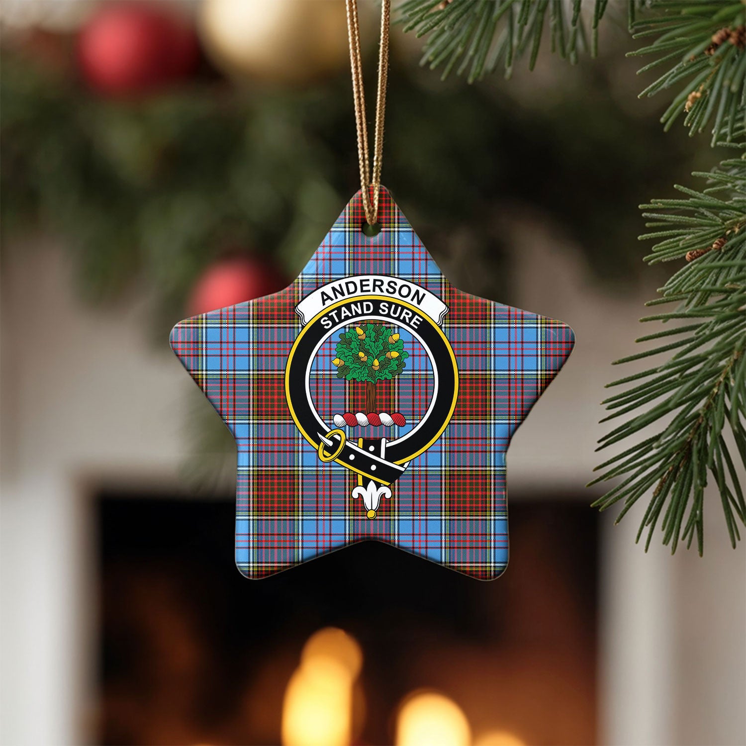 Anderson Modern Tartan Crest Christmas Ceramic Ornament