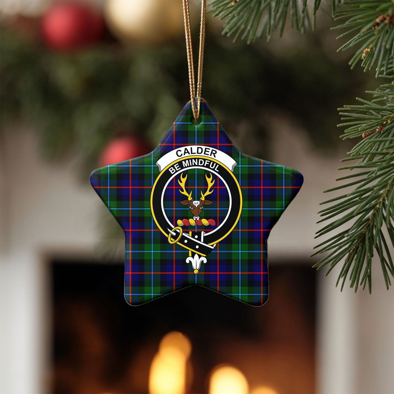 Calder Tartan Crest Christmas Ceramic Ornament