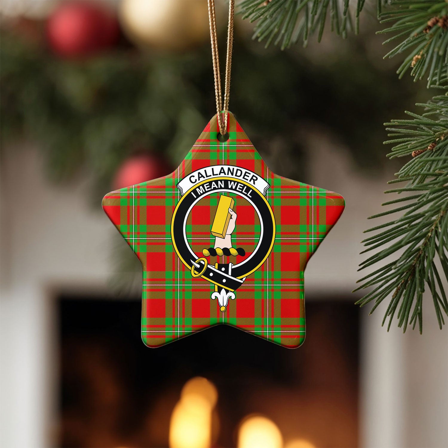 Callander Tartan Crest Christmas Ceramic Ornament