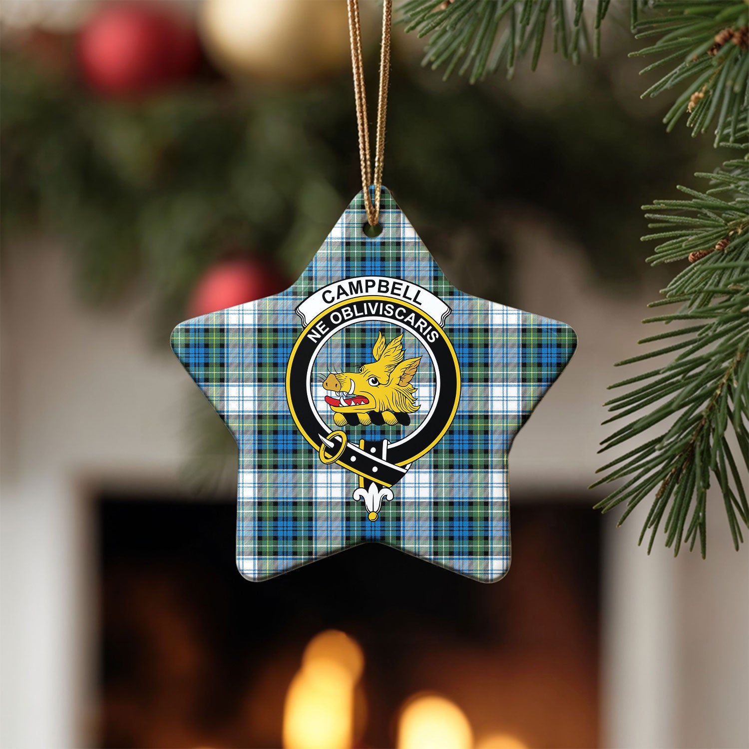 Campbell Dress Ancient Tartan Crest Christmas Ceramic Ornament