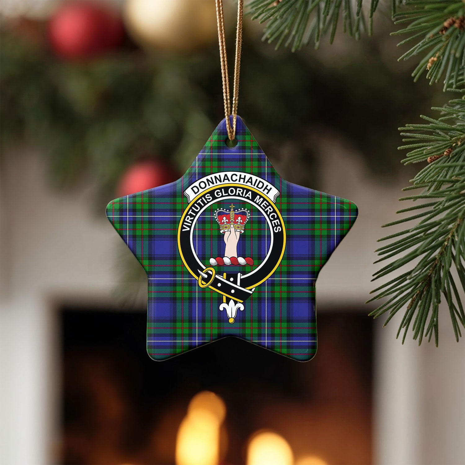 Donnachaidh Tartan Crest Christmas Ceramic Ornament
