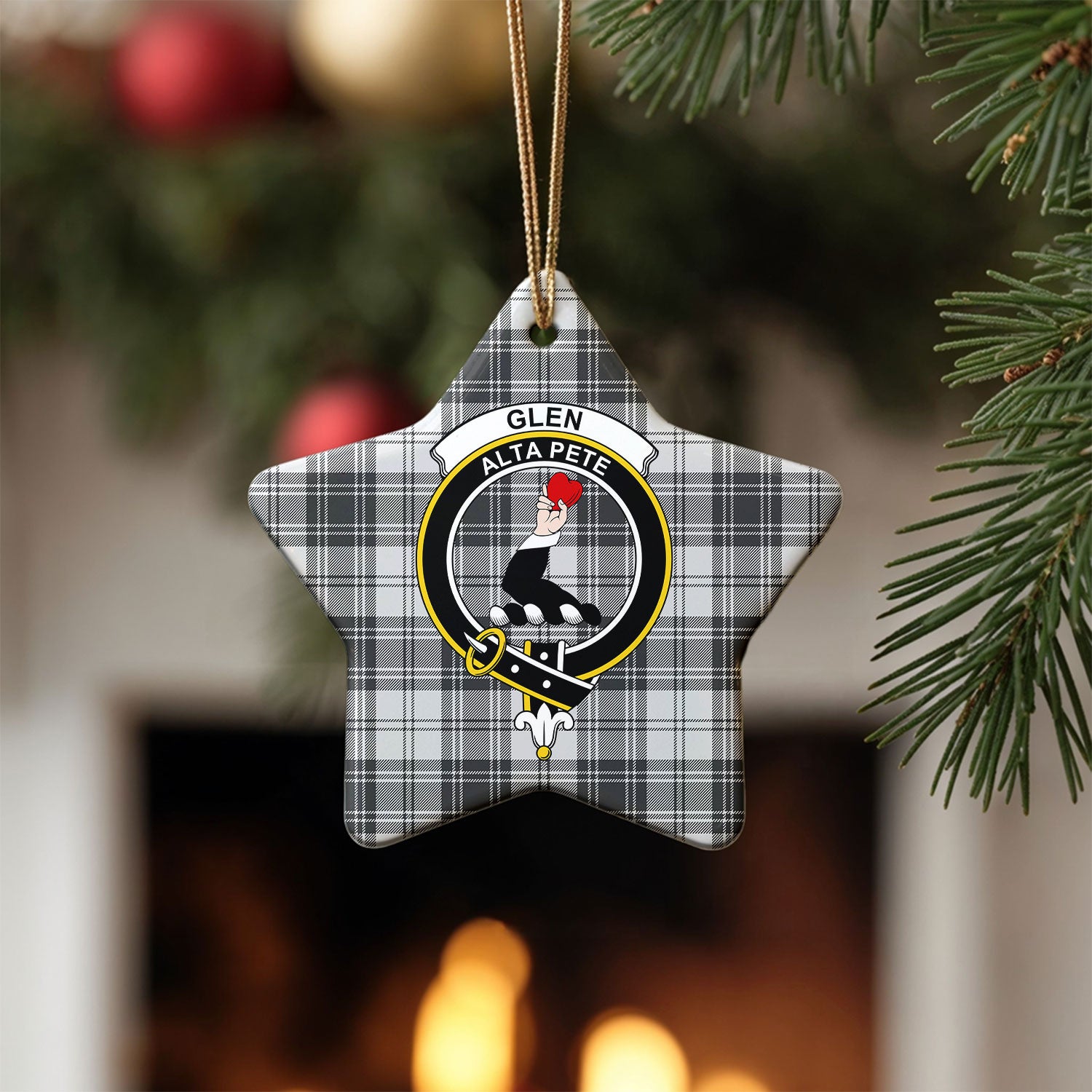 Glen Tartan Crest Christmas Ceramic Ornament