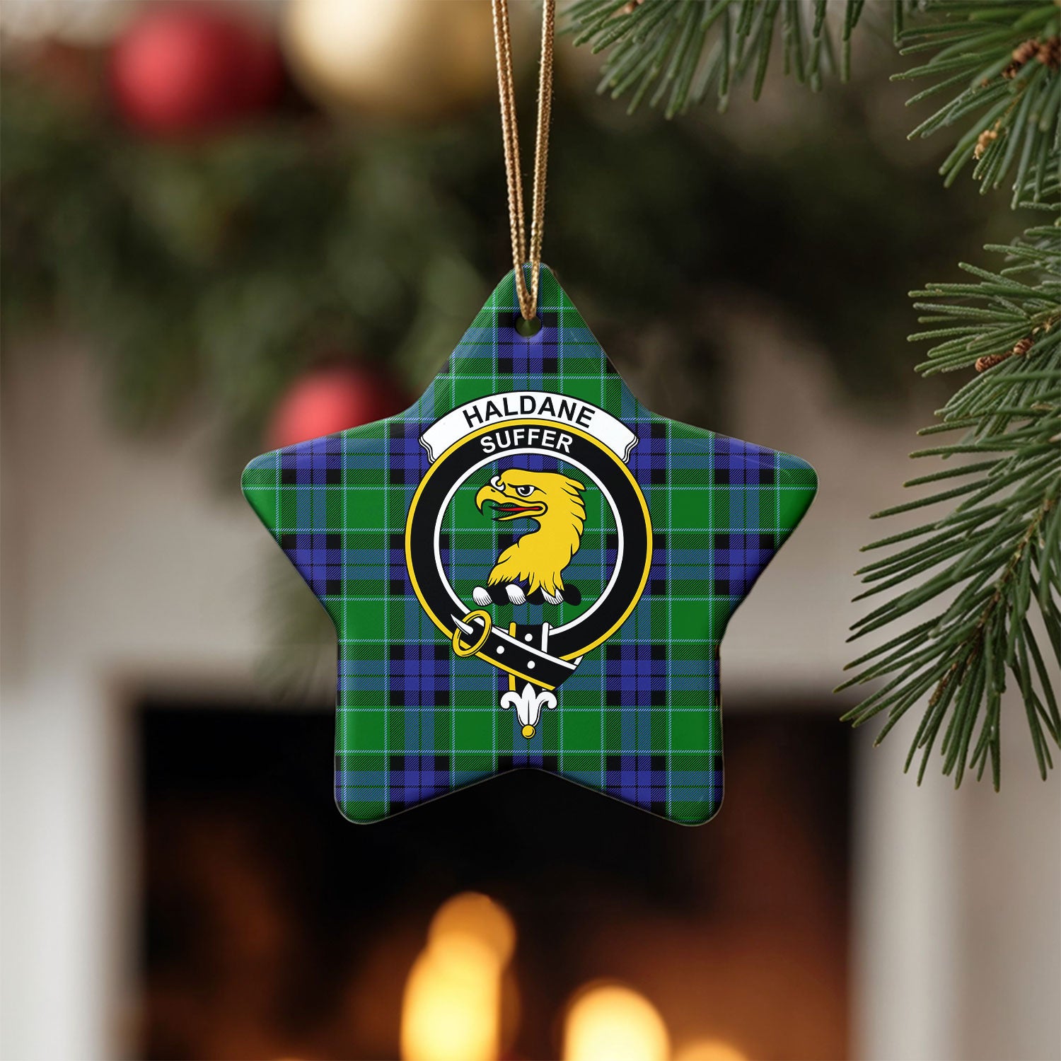 Haldane Tartan Crest Christmas Ceramic Ornament