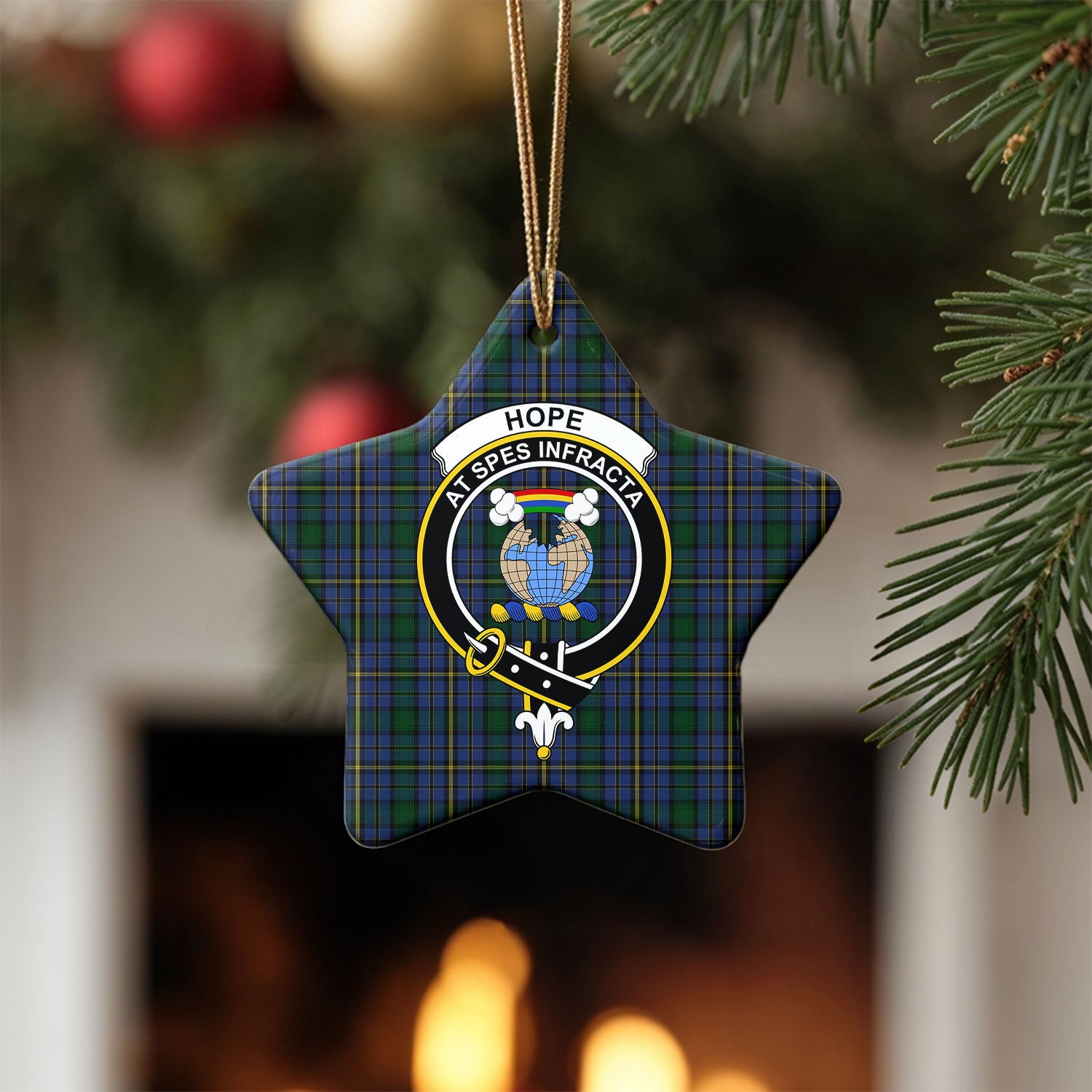 Hope Tartan Crest Christmas Ceramic Ornament