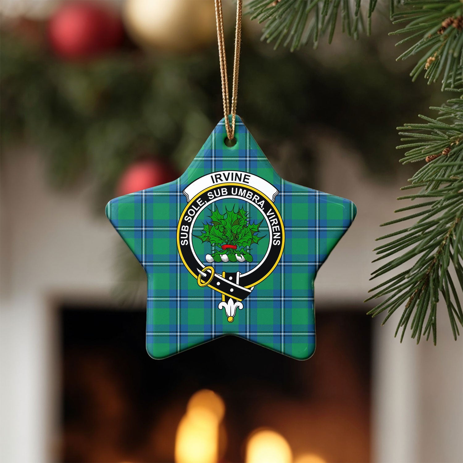 Irvine Ancient Tartan Crest Christmas Ceramic Ornament