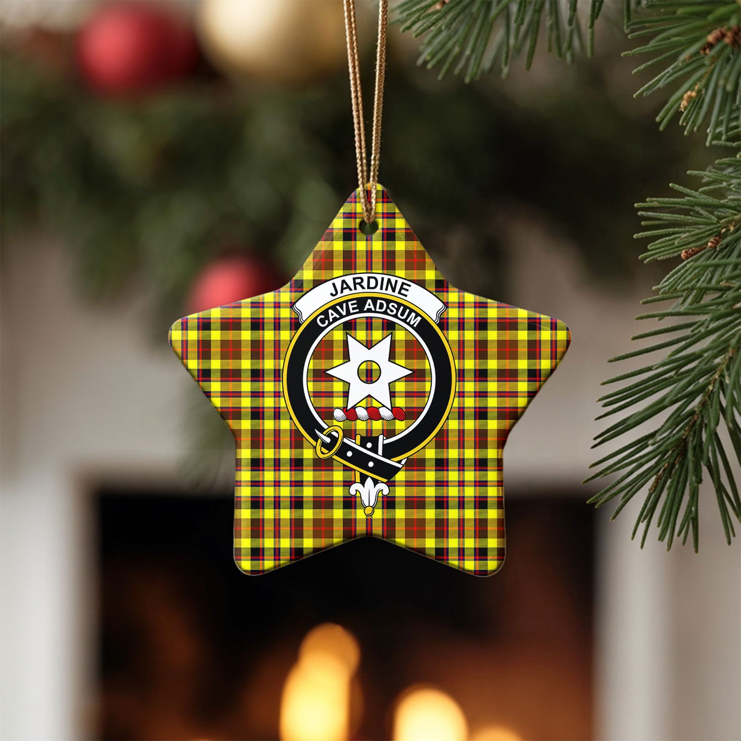 Jardine Tartan Crest Christmas Ceramic Ornament