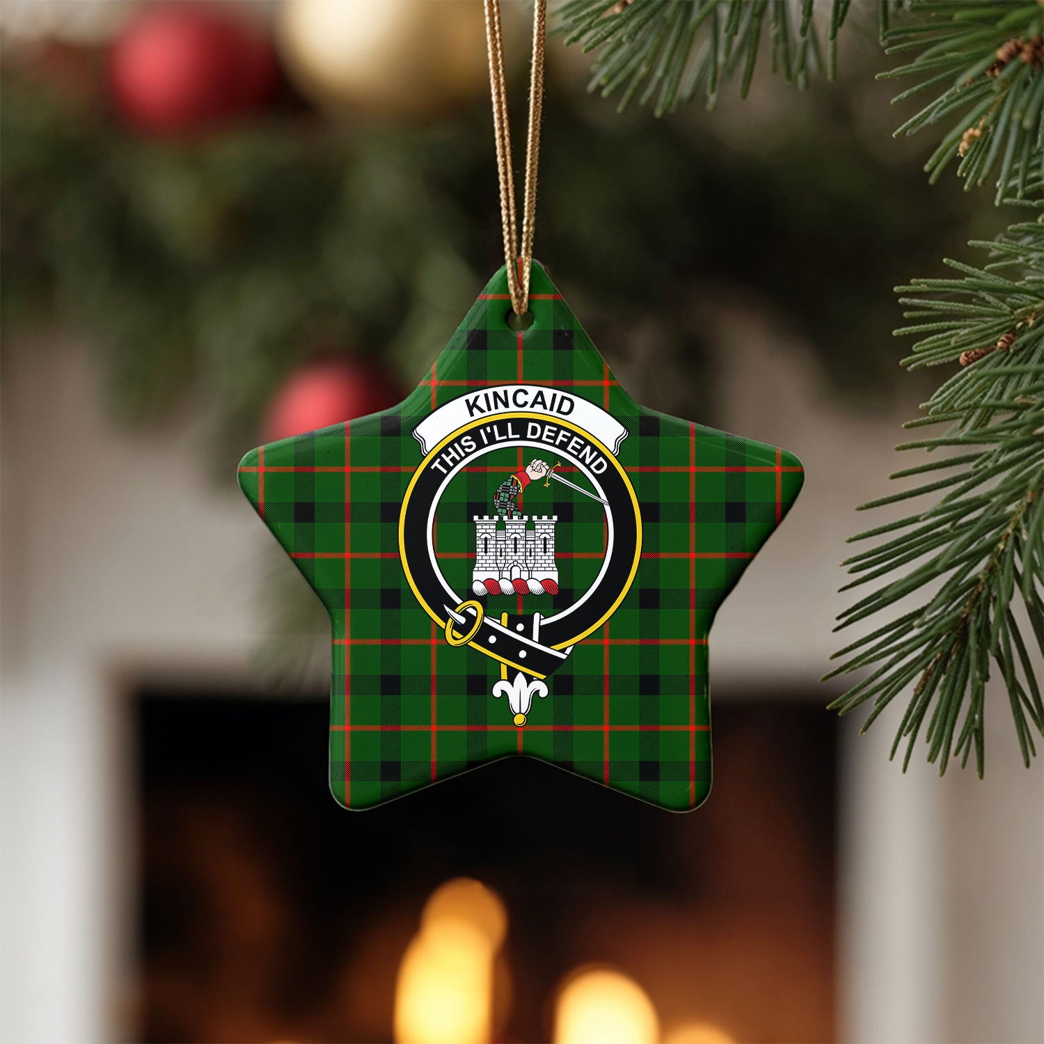 Kincaid Tartan Crest Christmas Ceramic Ornament