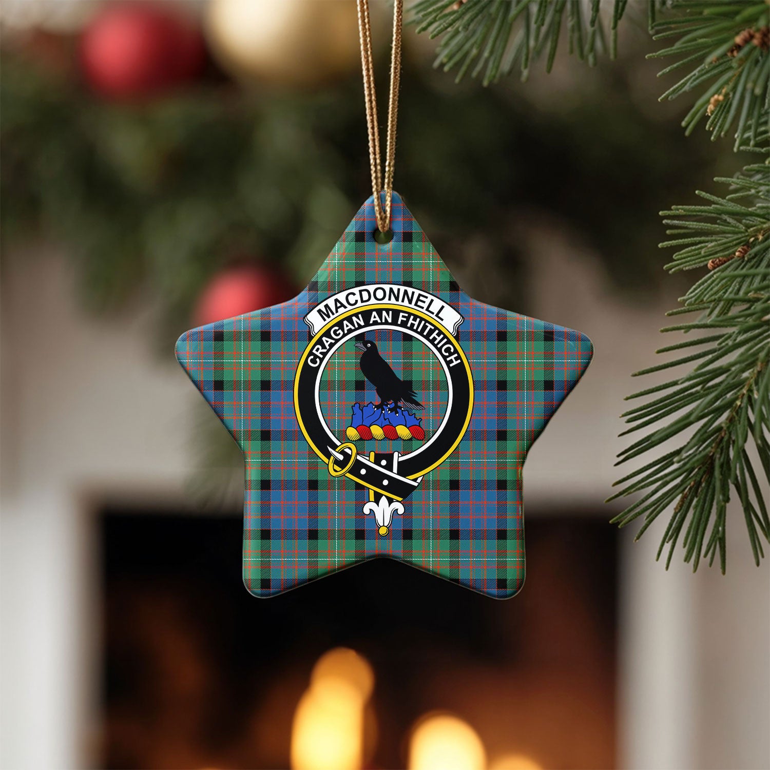 MacDonnell of Glengarry Ancient Tartan Crest Christmas Ceramic Ornament