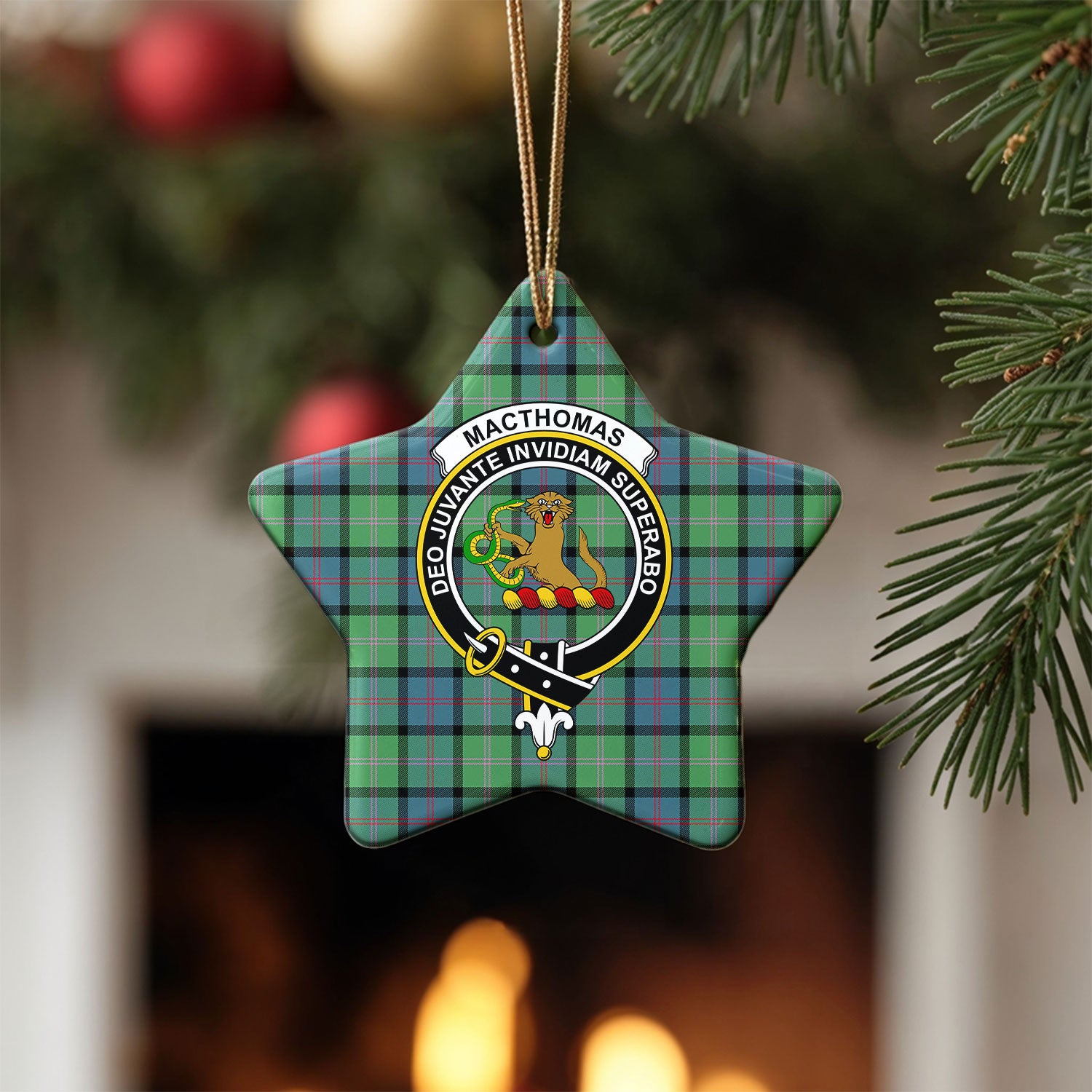MacThomas Ancient Tartan Crest Christmas Ceramic Ornament