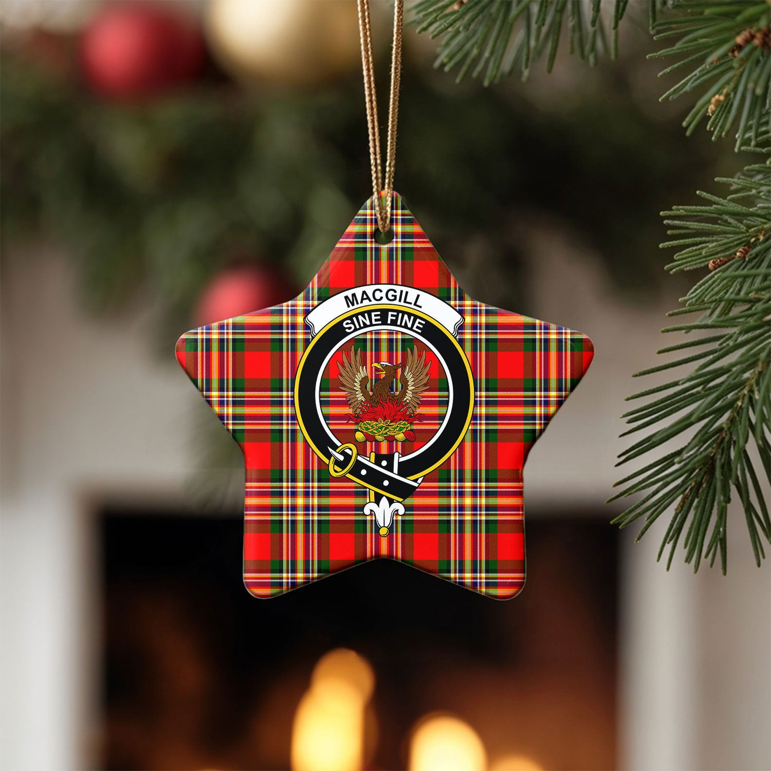 Makgill Tartan Crest Christmas Ceramic Ornament