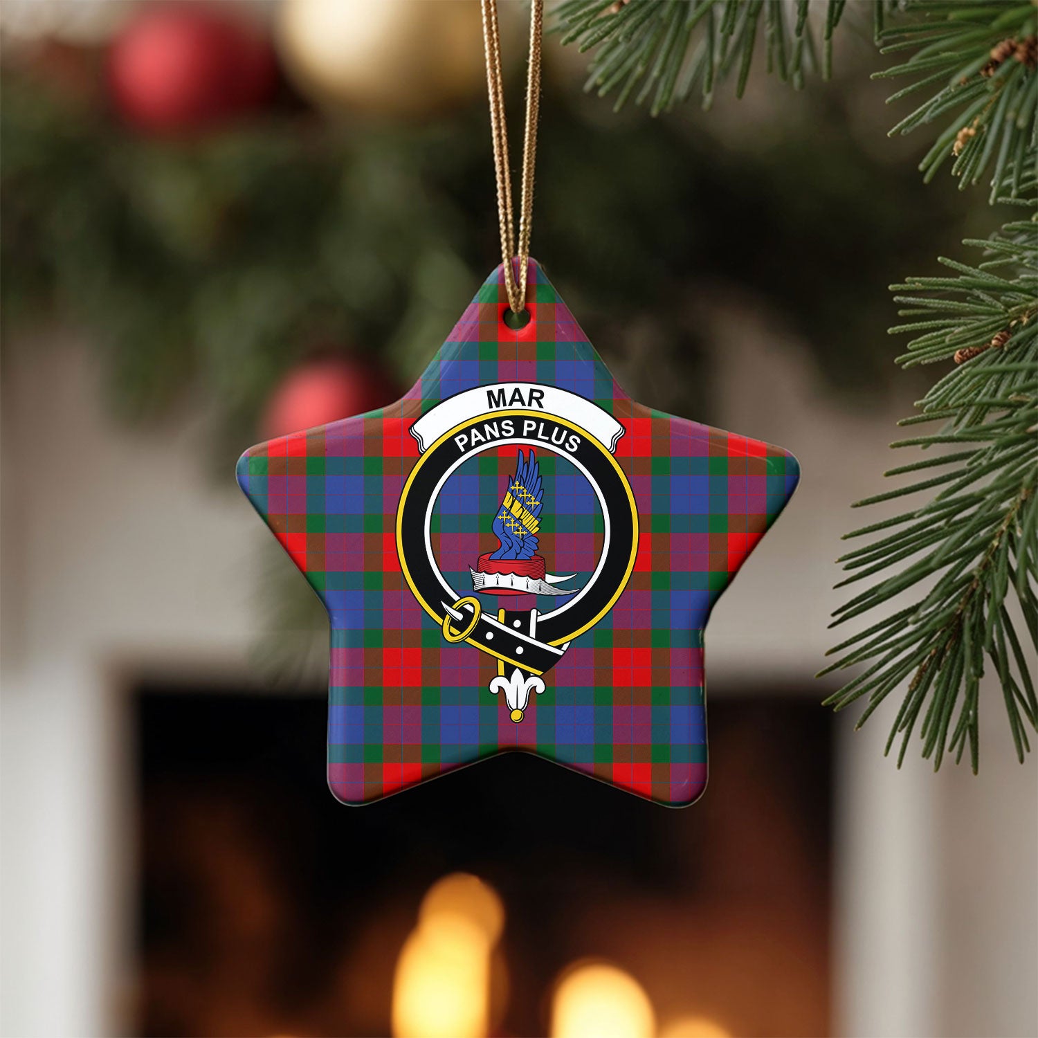 Mar Tartan Crest Christmas Ceramic Ornament