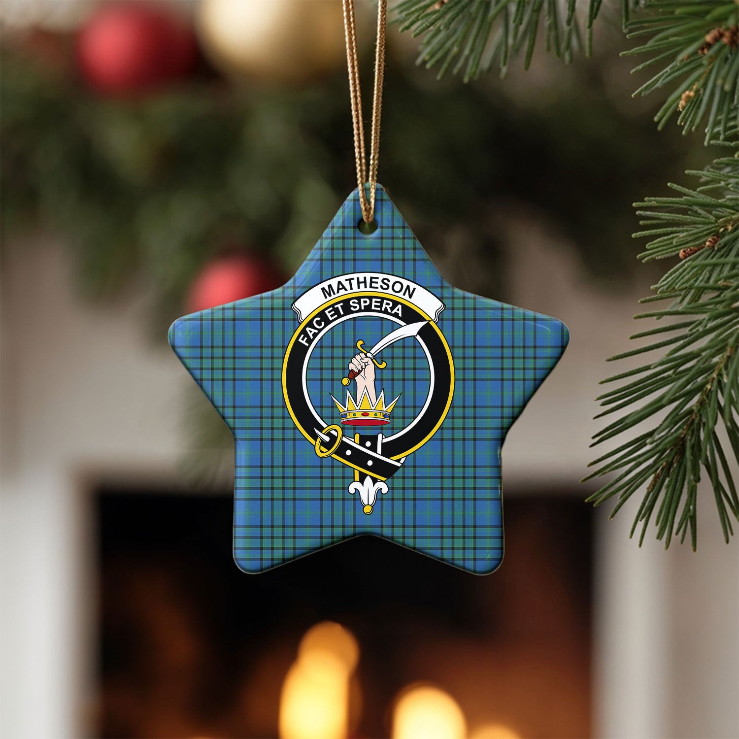 Matheson Hunting Ancient Tartan Crest Christmas Ceramic Ornament