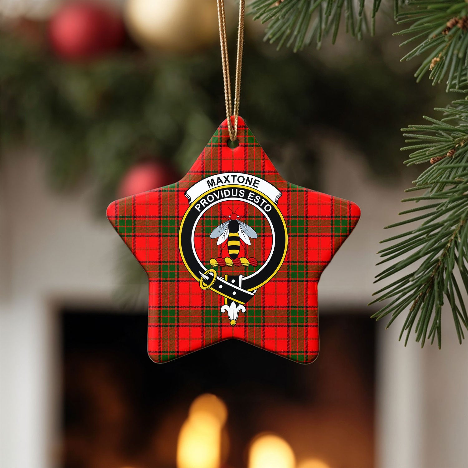 Maxtone Tartan Crest Christmas Ceramic Ornament