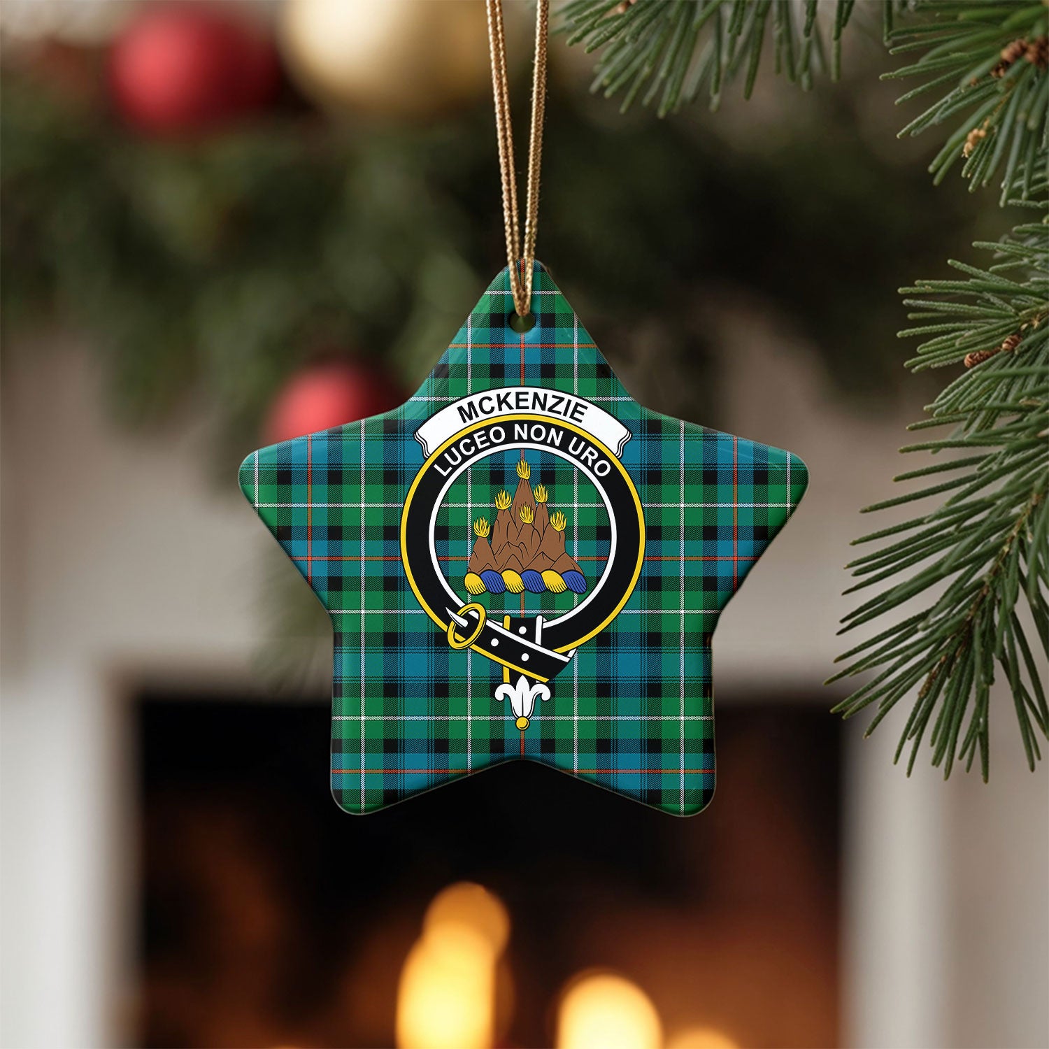 McKenzie Ancient Tartan Crest Christmas Ceramic Ornament