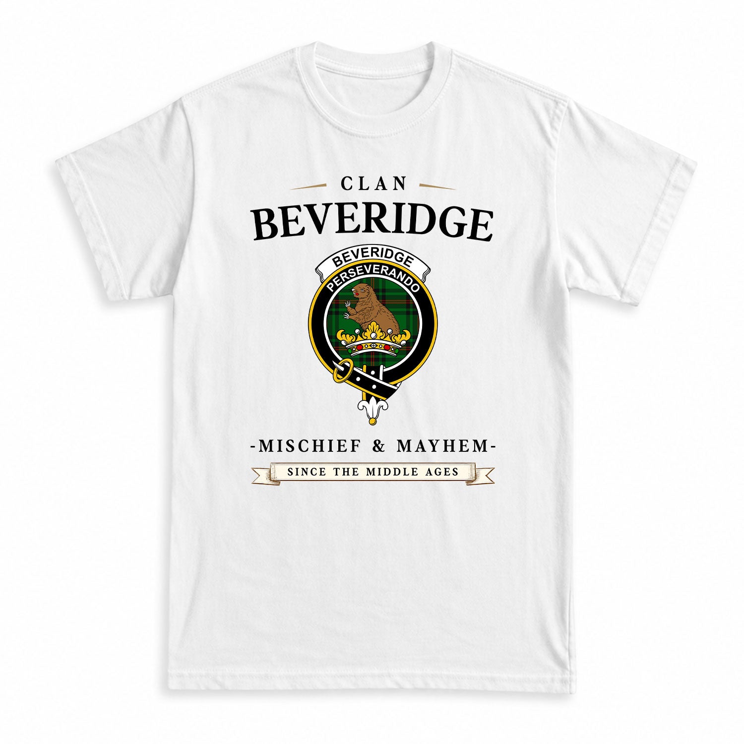 Beveridge Tartan Crest Mischief and Mayhem T-shirt
