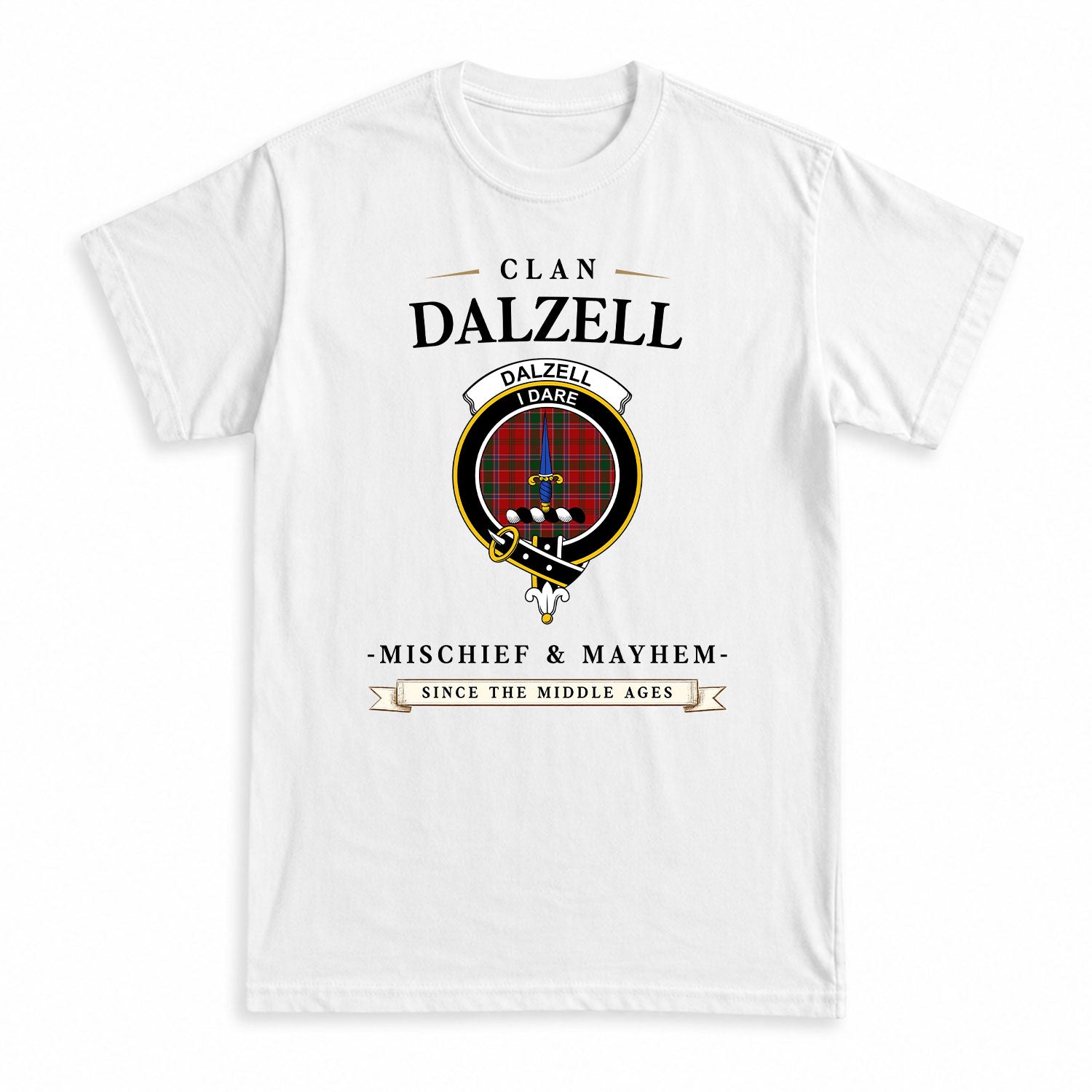 Dalzell Tartan Crest Mischief and Mayhem T-shirt