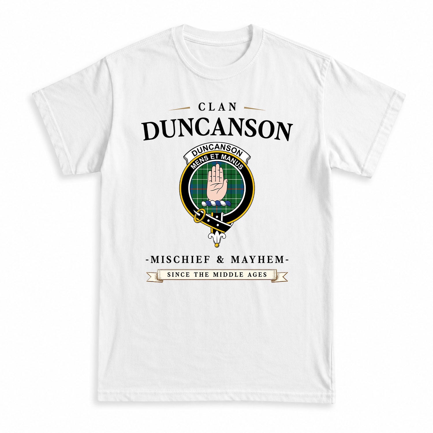 Duncanson Tartan Crest Mischief and Mayhem T-shirt