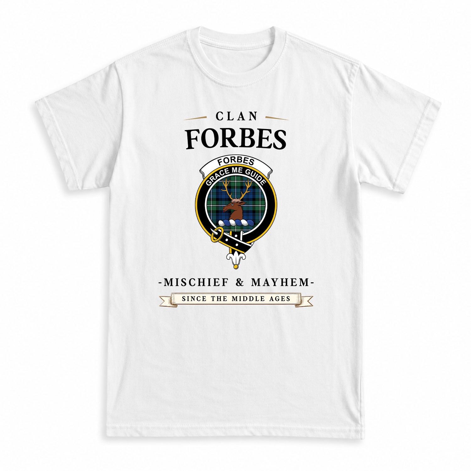 Forbes Ancient Tartan Crest Mischief and Mayhem T-shirt