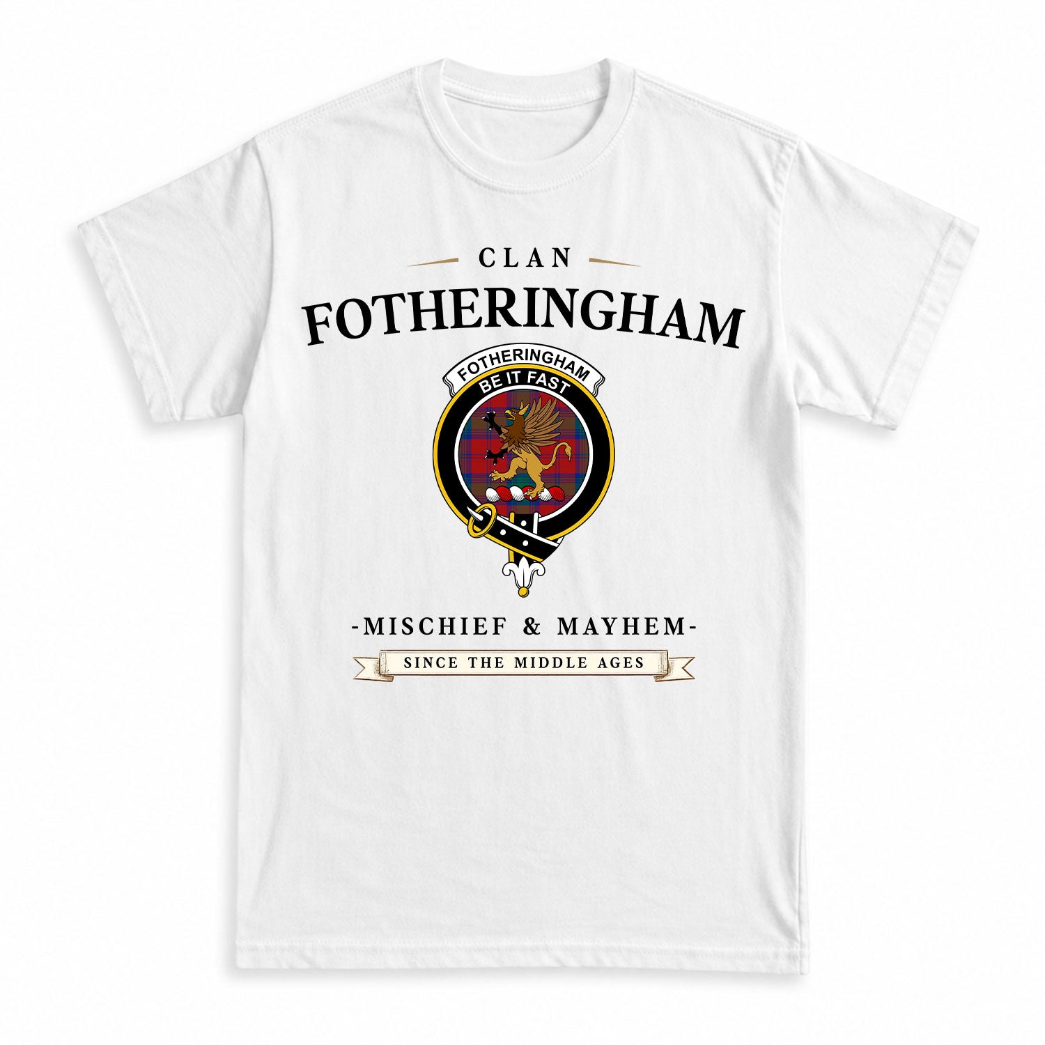 Fotheringham Tartan Crest Mischief and Mayhem T-shirt