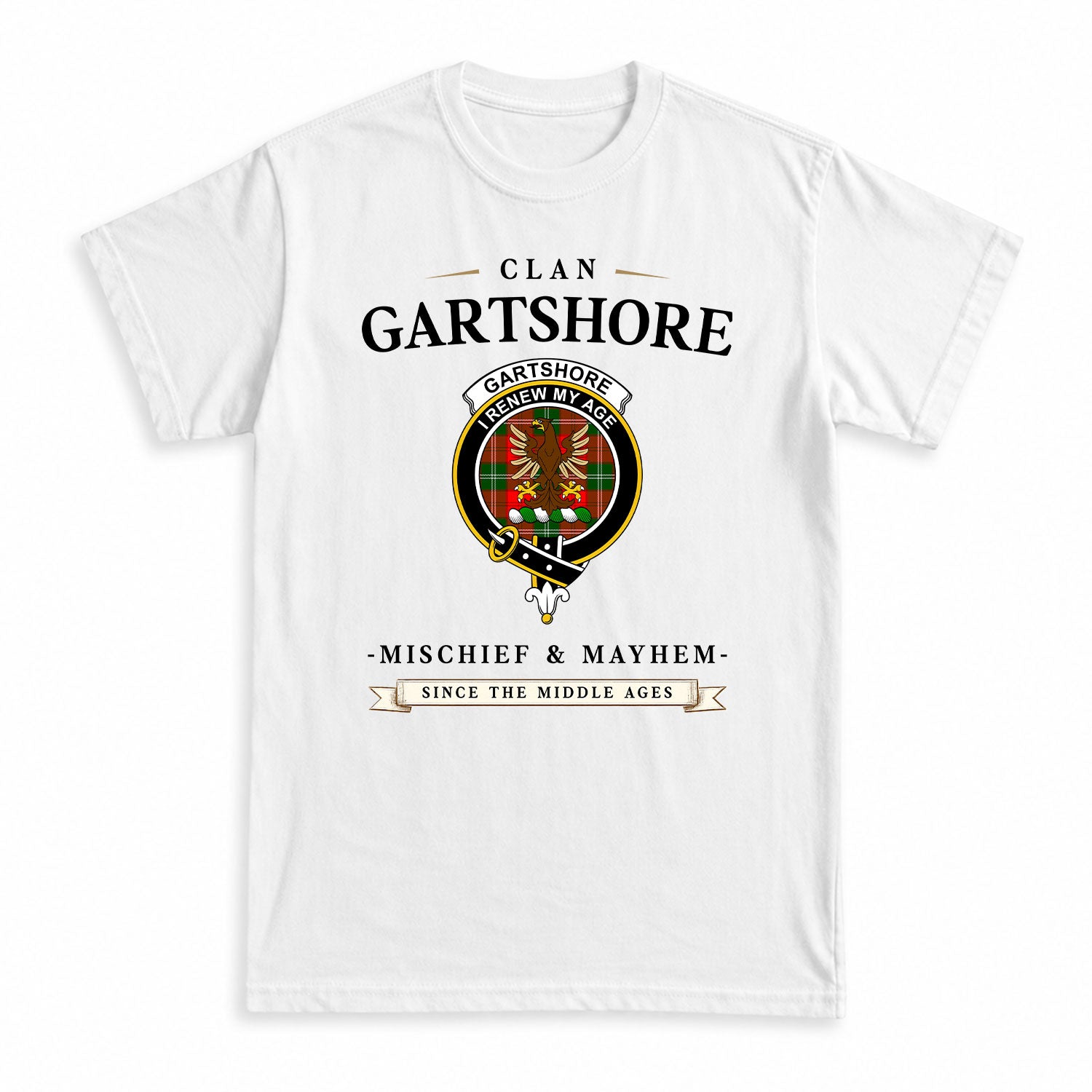 Gartshore Tartan Crest Mischief and Mayhem T-shirt