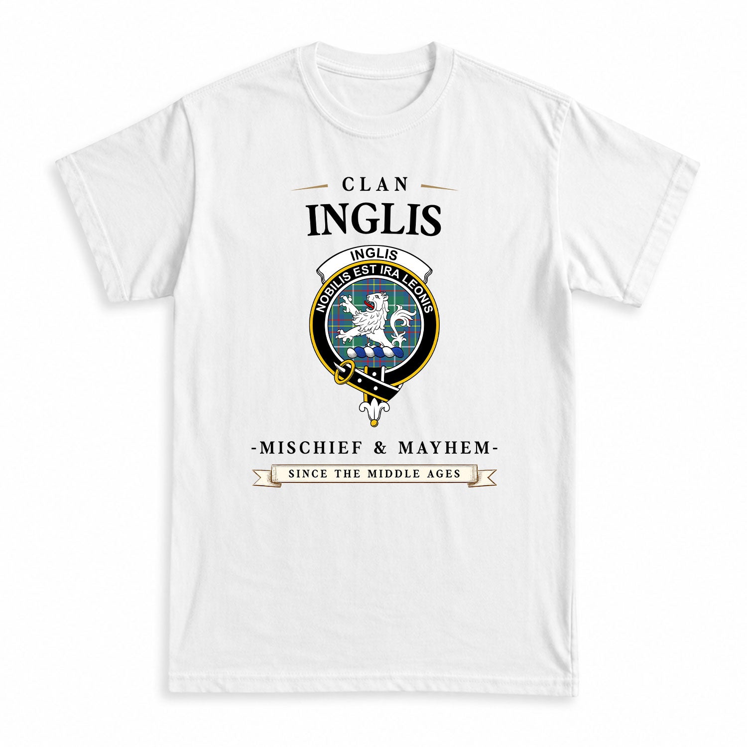 Inglis Ancient Tartan Crest Mischief and Mayhem T-shirt