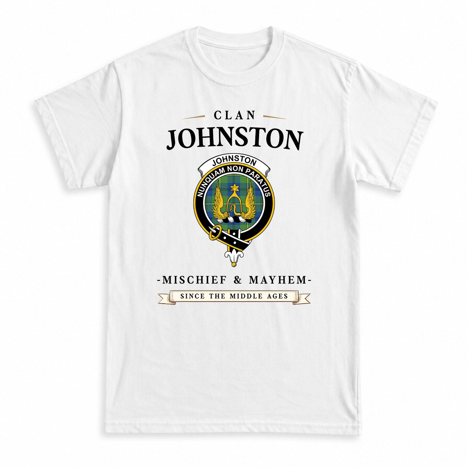 Johnston Ancient Tartan Crest Mischief and Mayhem T-shirt