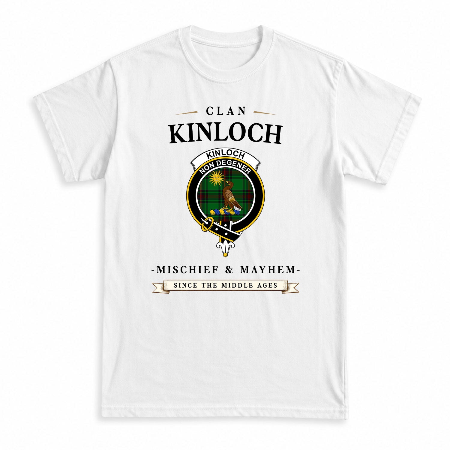 Kinloch Tartan Crest Mischief and Mayhem T-shirt