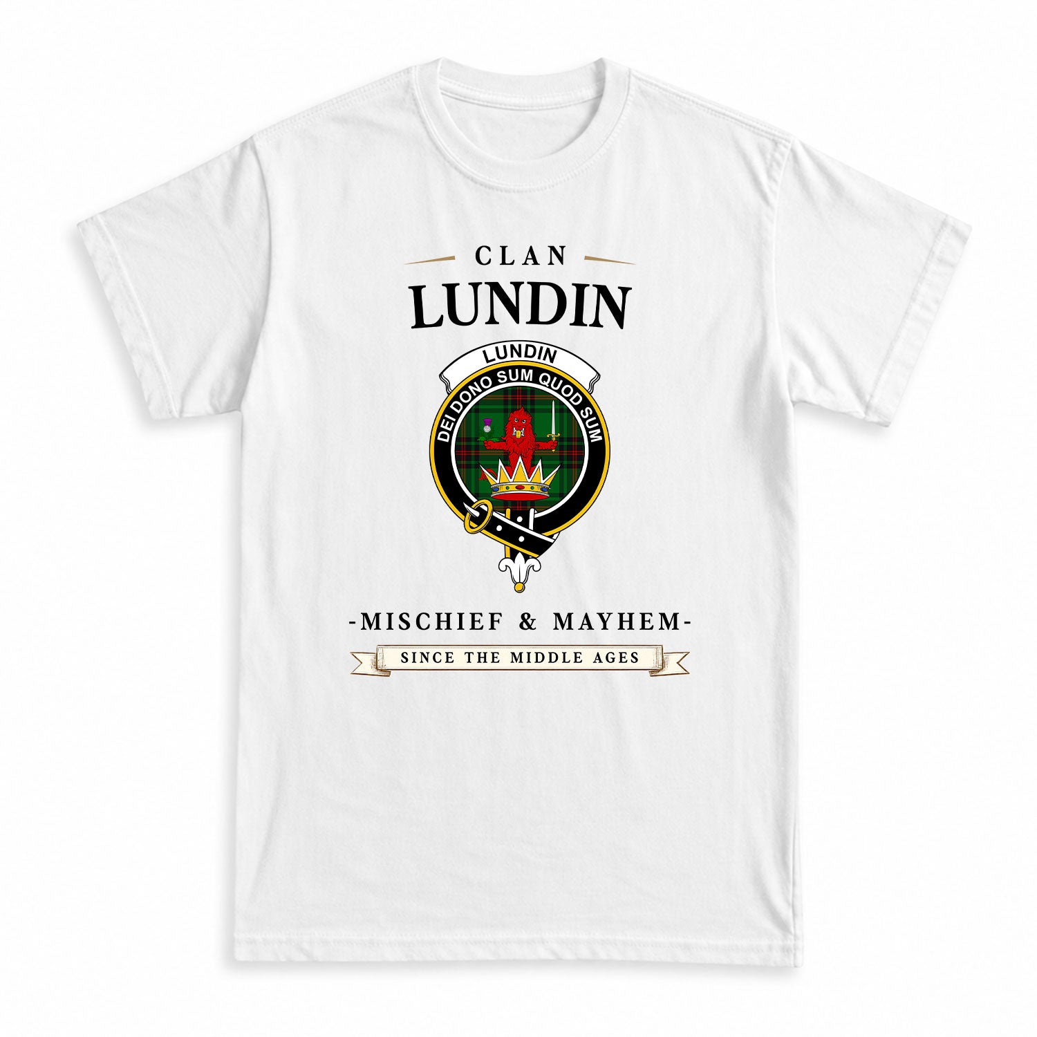 Lundin Tartan Crest Mischief and Mayhem T-shirt