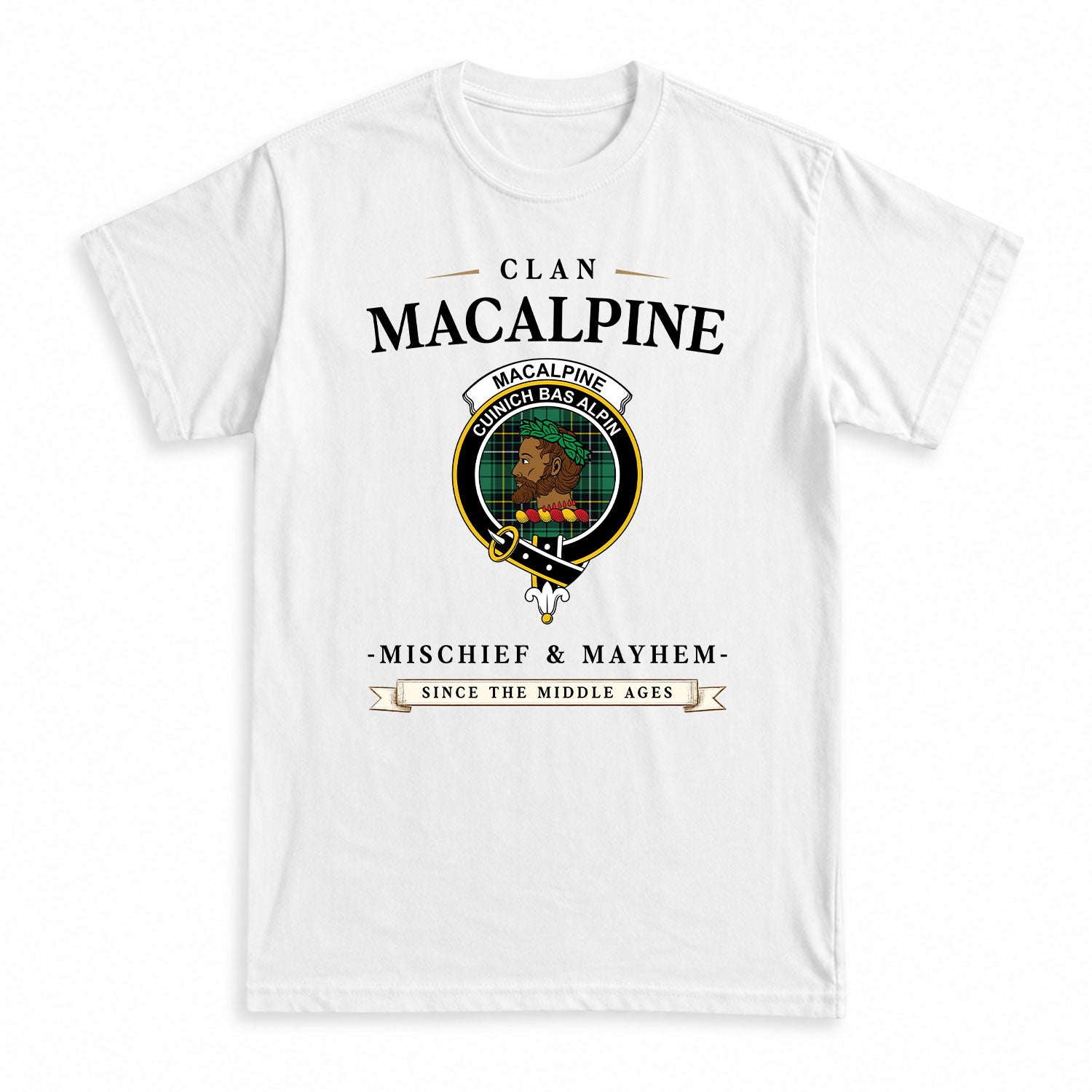 MacAlpine Ancient Tartan Crest Mischief and Mayhem T-shirt