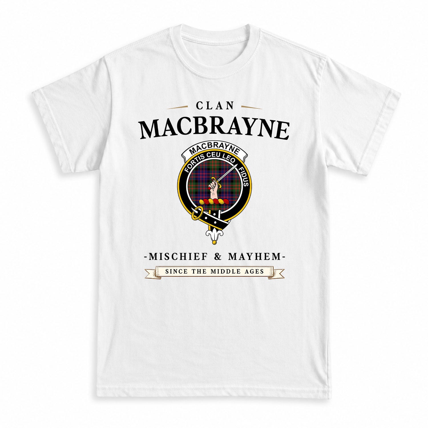 MacBrayne Tartan Crest Mischief and Mayhem T-shirt