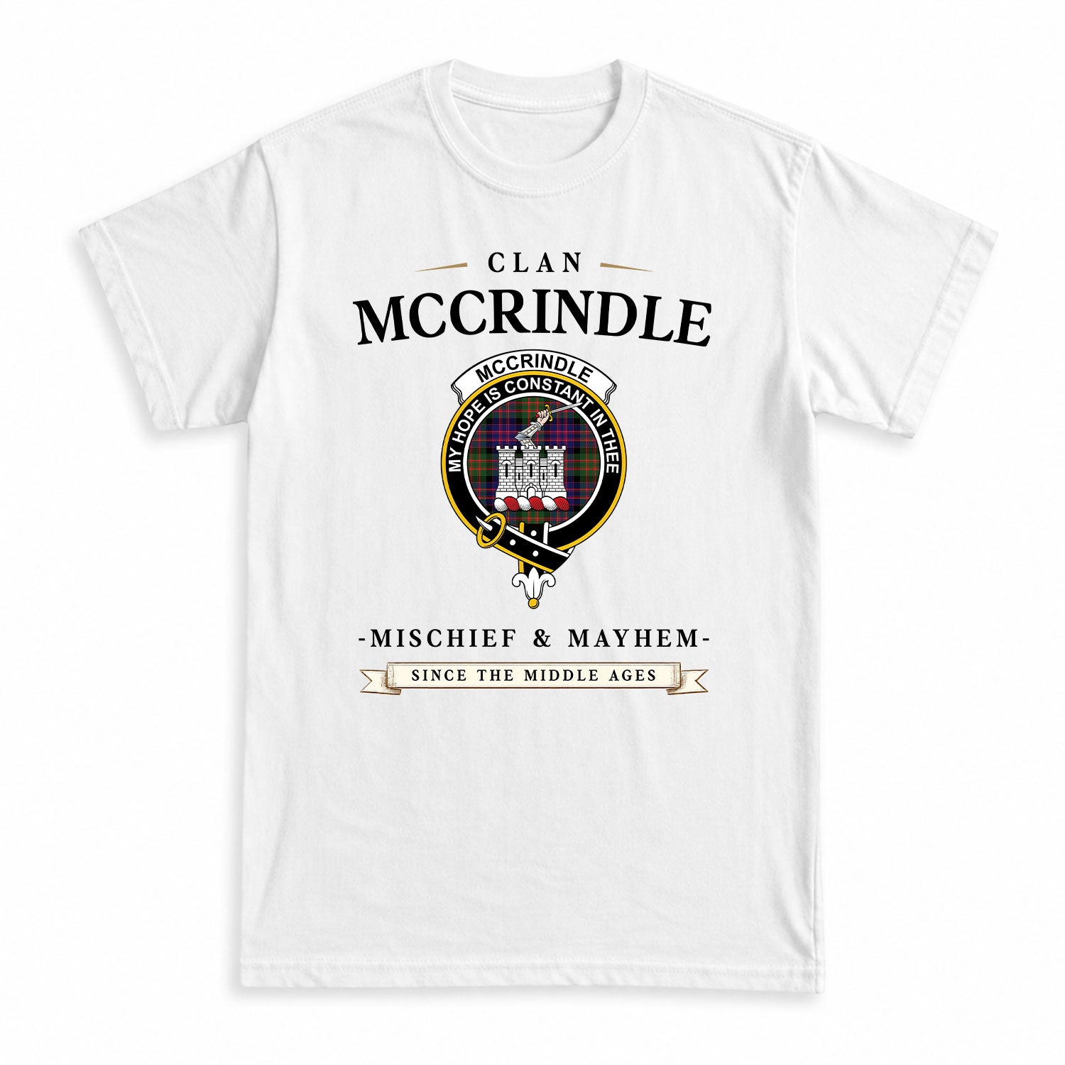 McCrindle Tartan Crest Mischief and Mayhem T-shirt