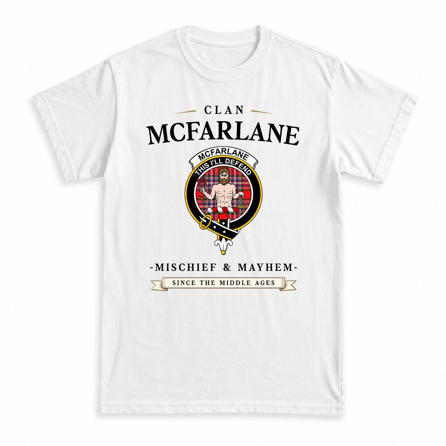 McFarlane Modern Tartan Crest Mischief and Mayhem T-shirt