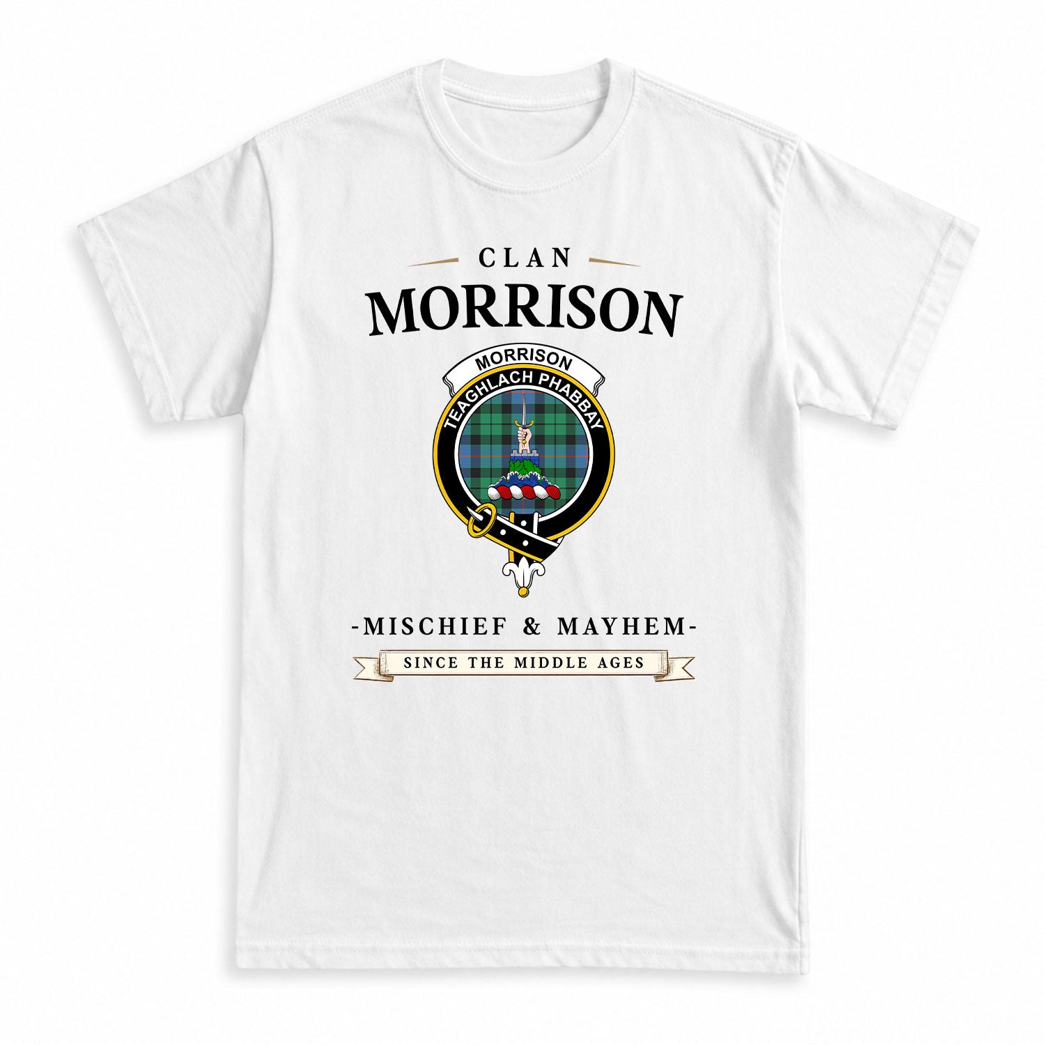 Morrison Ancient Tartan Crest Mischief and Mayhem T-shirt
