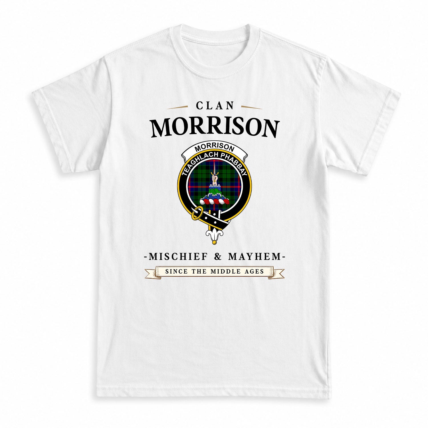 Morrison Modern Tartan Crest Mischief and Mayhem T-shirt