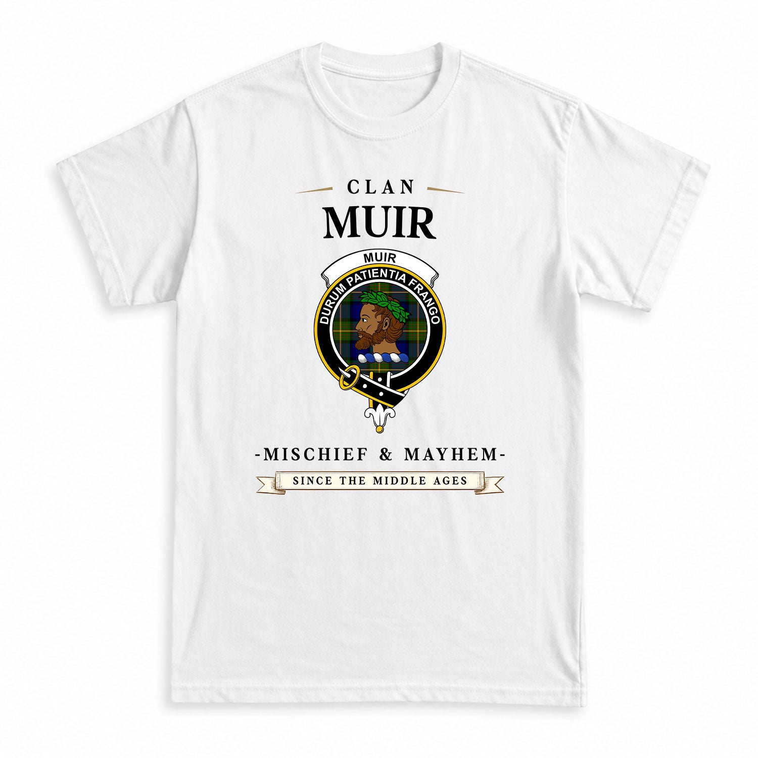 Muir Tartan Crest Mischief and Mayhem T-shirt
